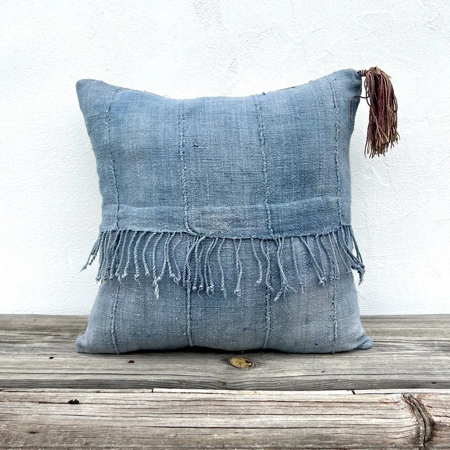 Mali mud cloth cushion cover animal motif backside