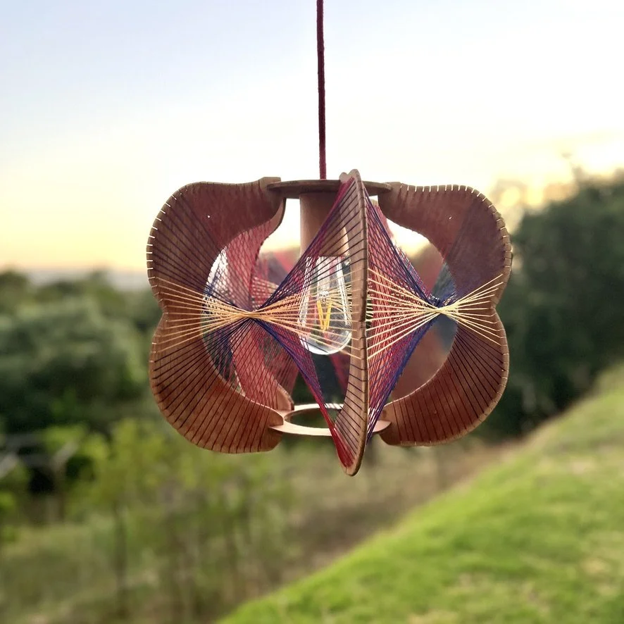 String lamp red blue yellow in nature