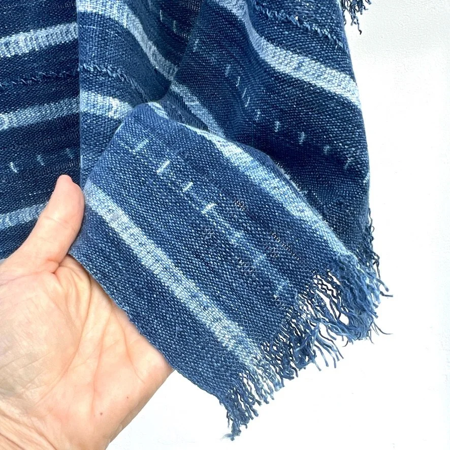 Vintage indigo cloth Mali resist dyed with hand