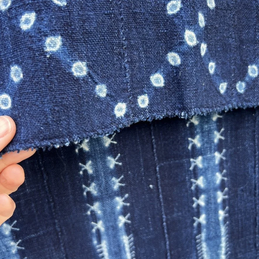 indigo cloth resisty dye mali closeup