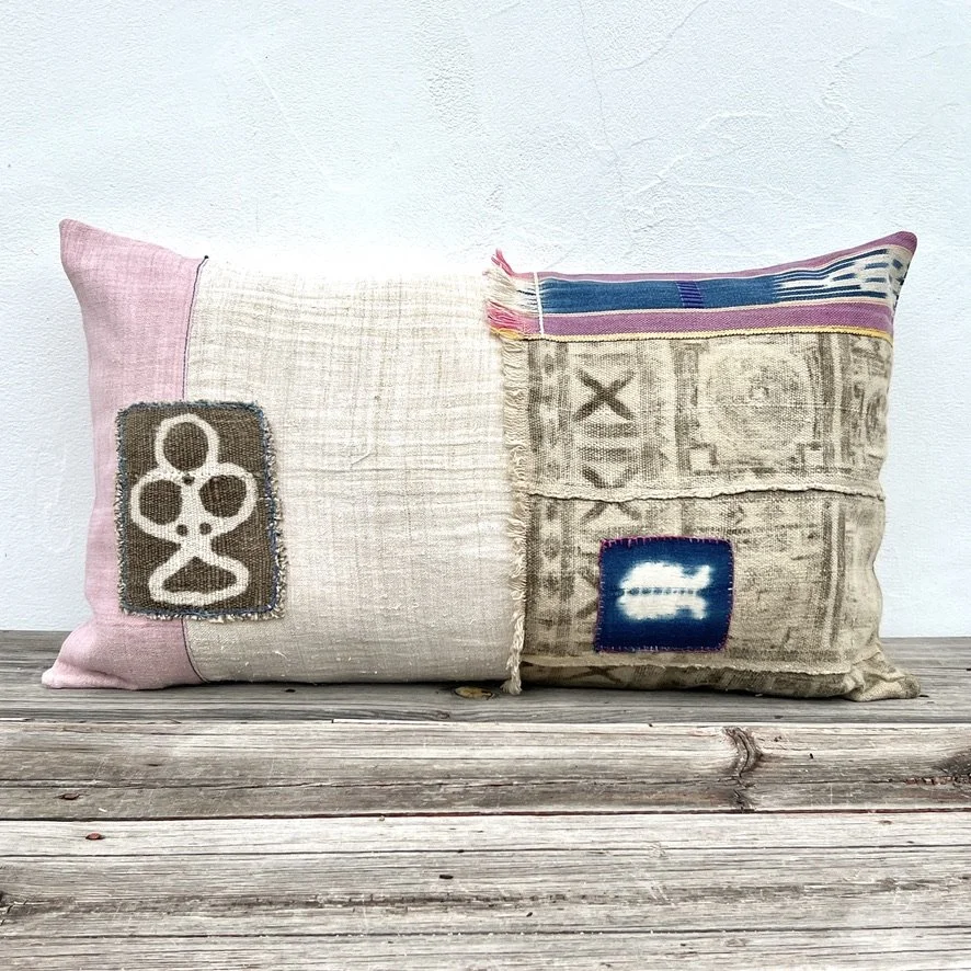 Mud cloth patchwork lumbar cushion cover