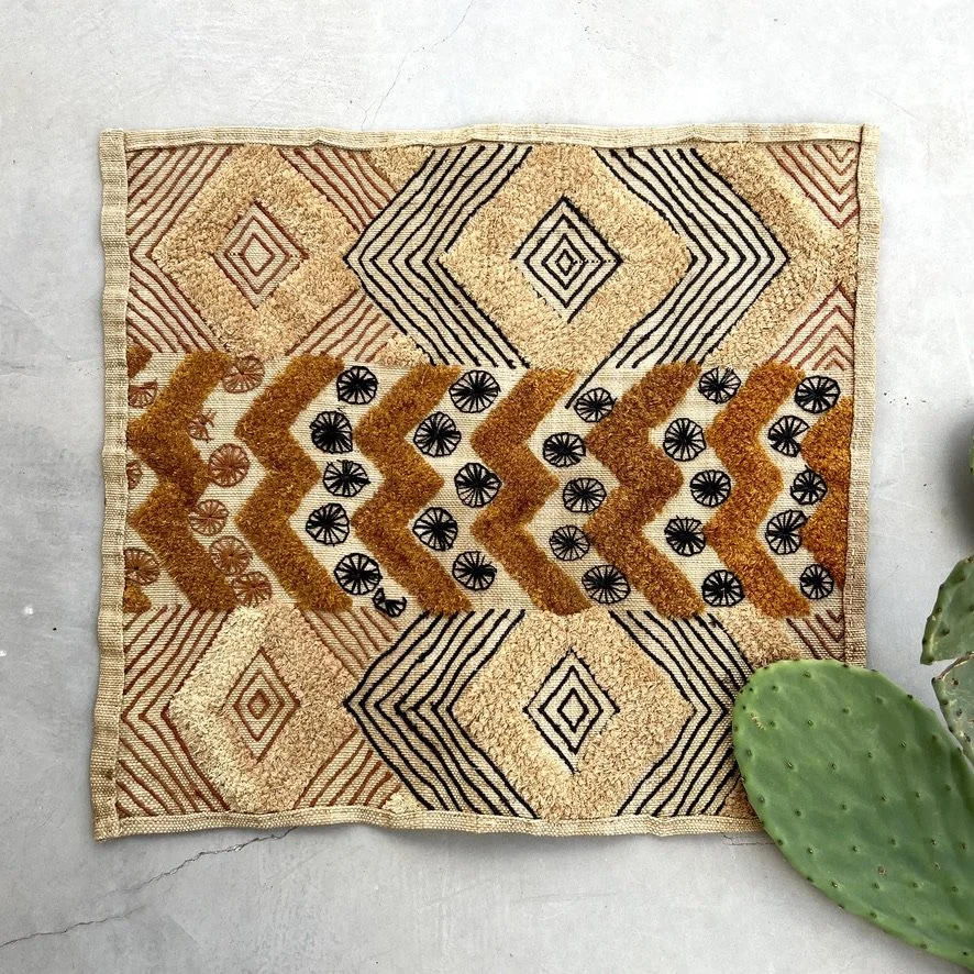 raffia textiles wheels shape with cactus leaf