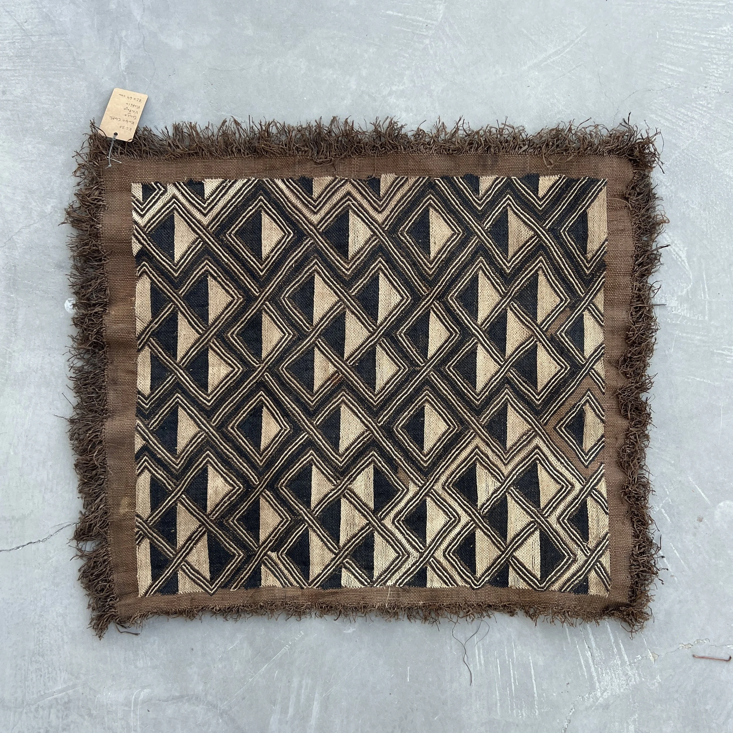 Square Kuba cloth from Kongo with geometrical pattern main