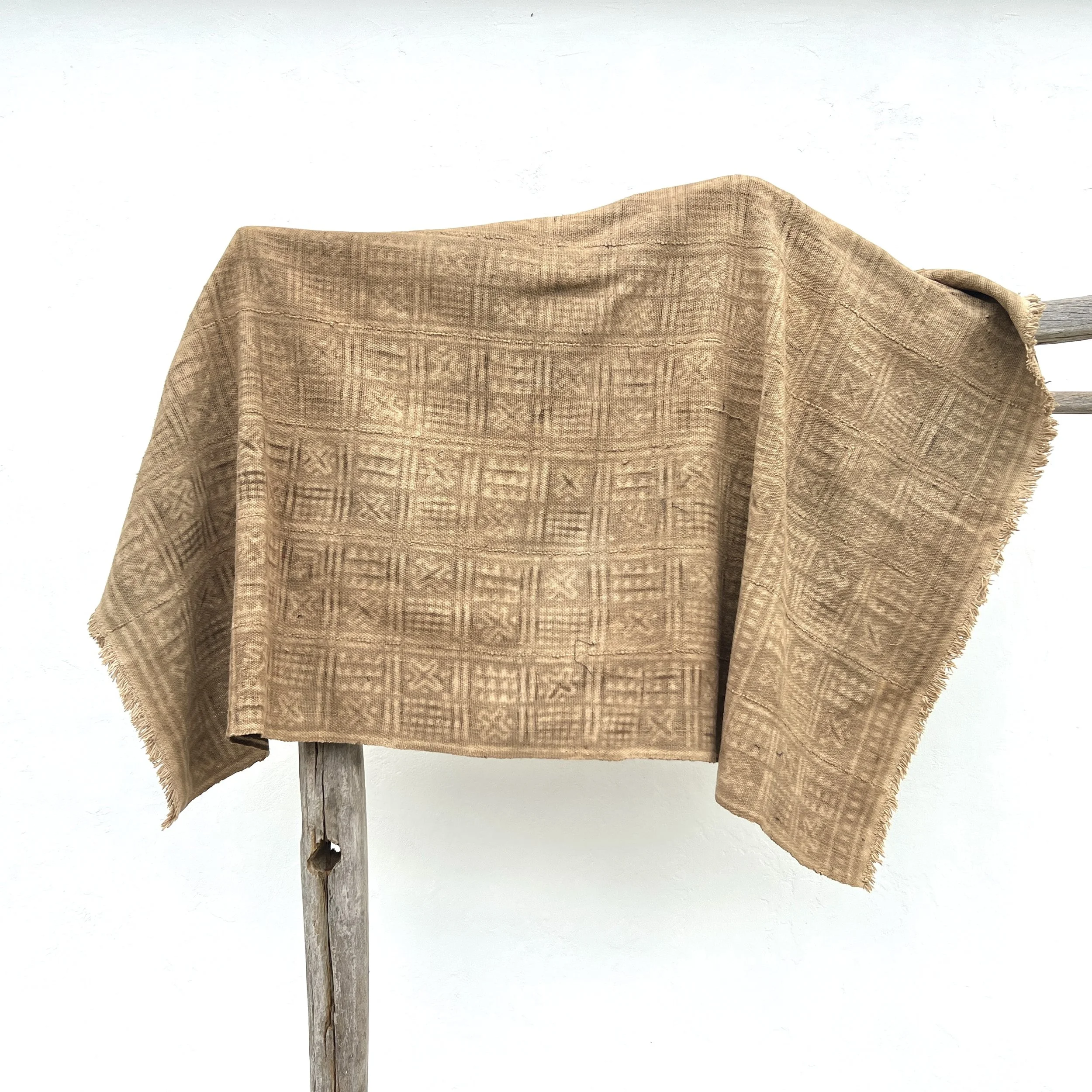 Mud cloth Mali resist-dye hanging reverse side