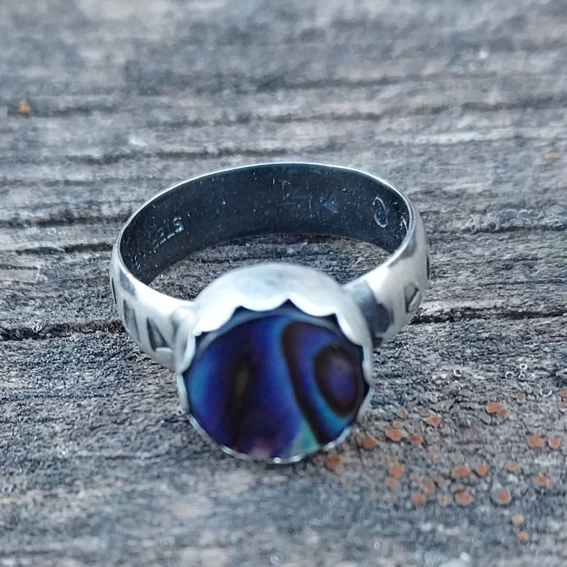 Abalone Shell Ring - Sterling Silver - Size 4