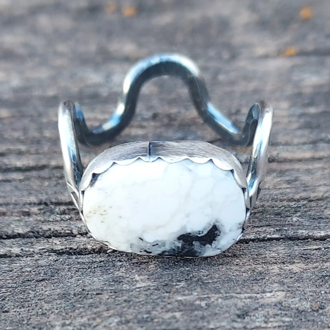 White Buffalo River Ring - Sterling Silver - Size 9