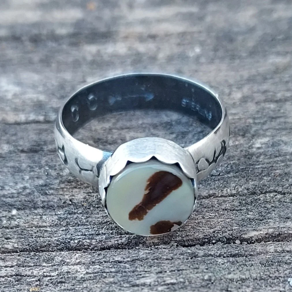 Abalone Shell Ring - Sterling Silver - Size 5