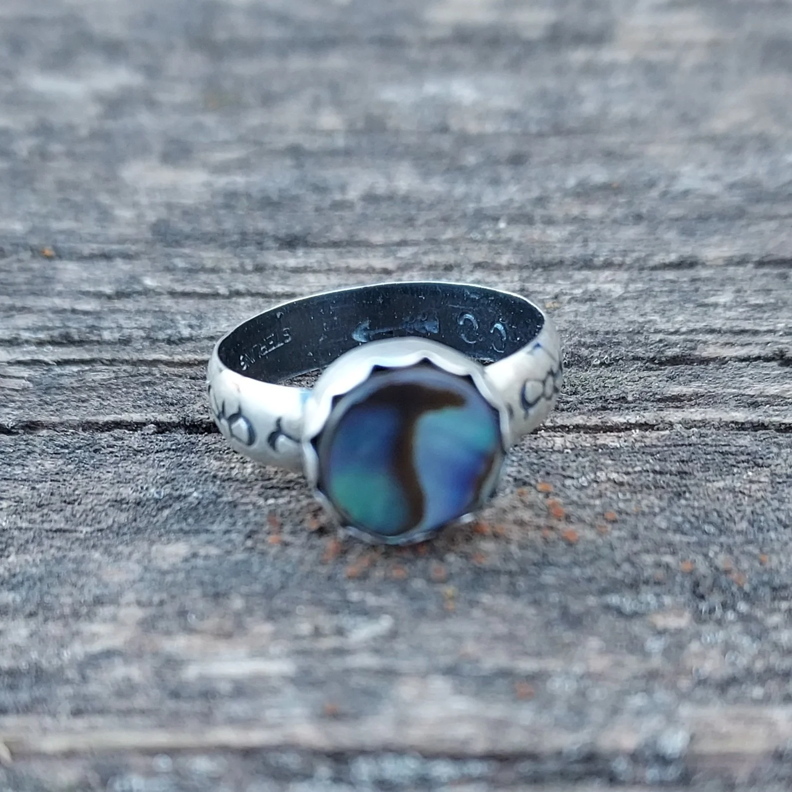 Abalone Shell Ring - Sterling Silver - Size 6