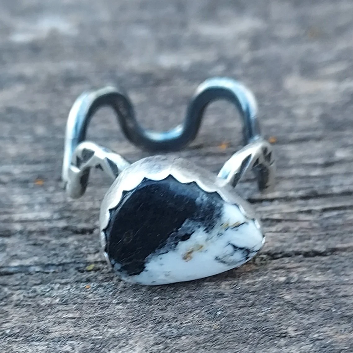 White Buffalo River Ring - Sterling Silver - Size 8