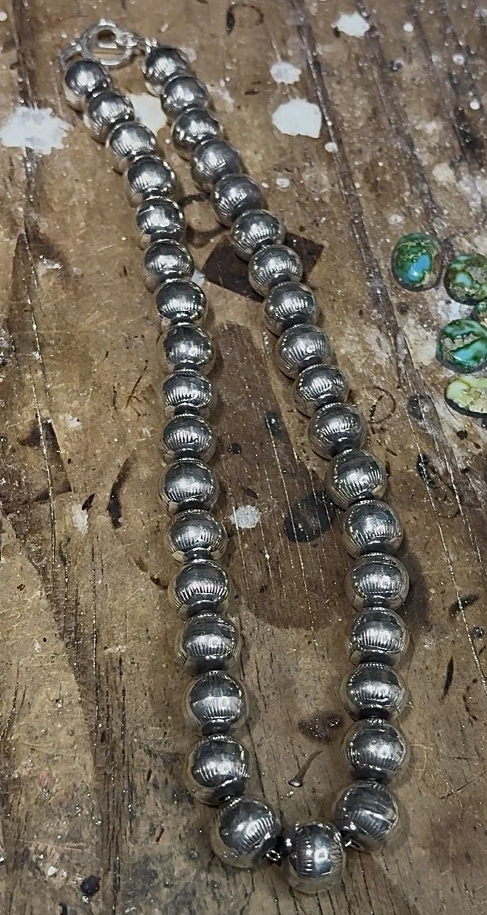 Navajo Pearl Necklace - 19" - 14mm - Sterling Silver