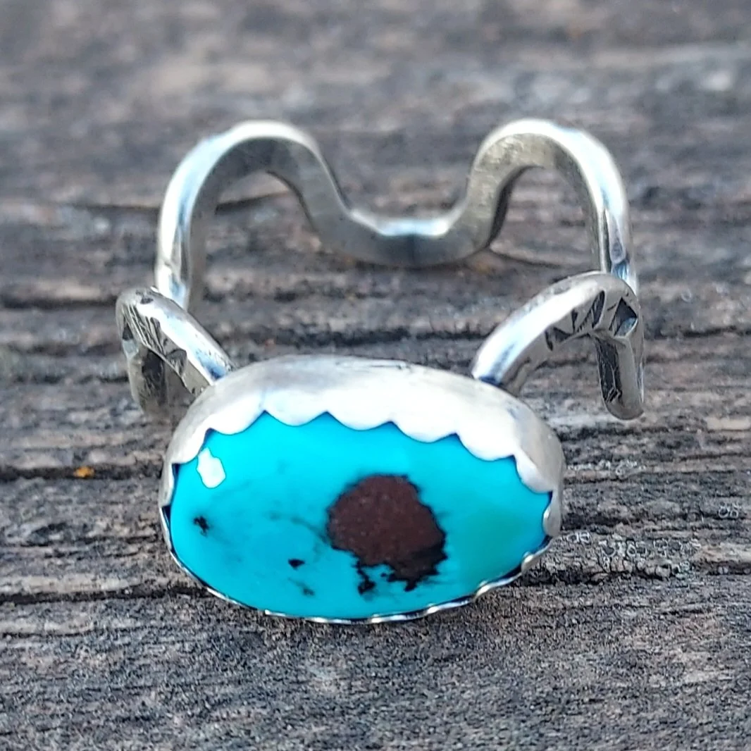 Turquoise River Ring - Sterling Silver - Size 9