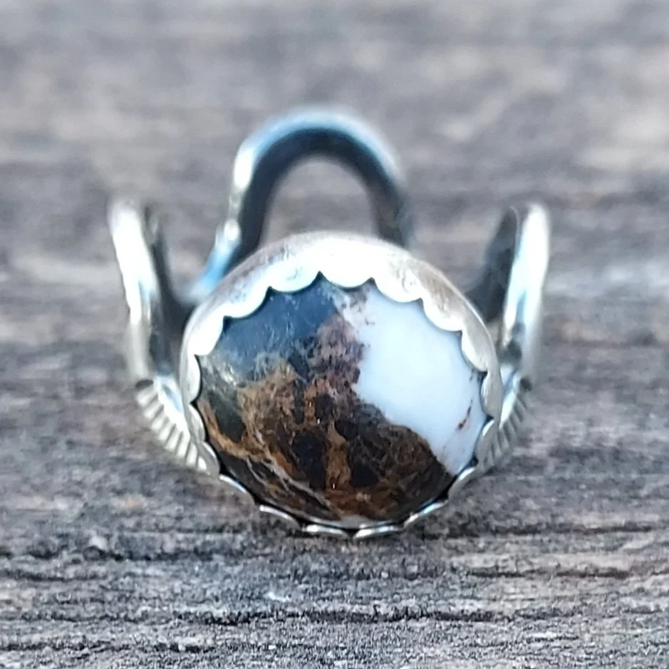 White Buffalo River Ring - Sterling Silver - Size 6