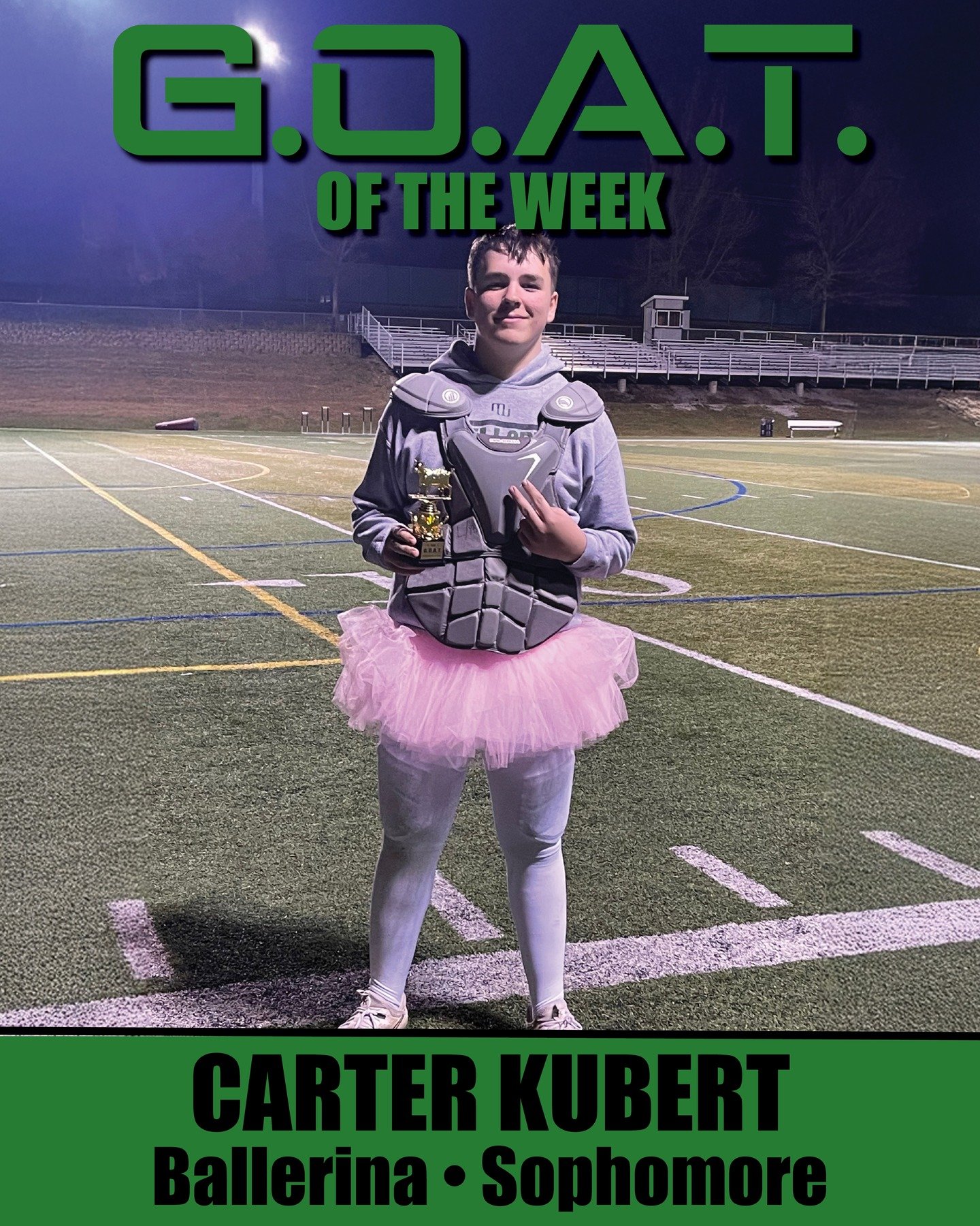 And the GOAT of the week goes back to Carter - best costume at the Costume Scrimmage!