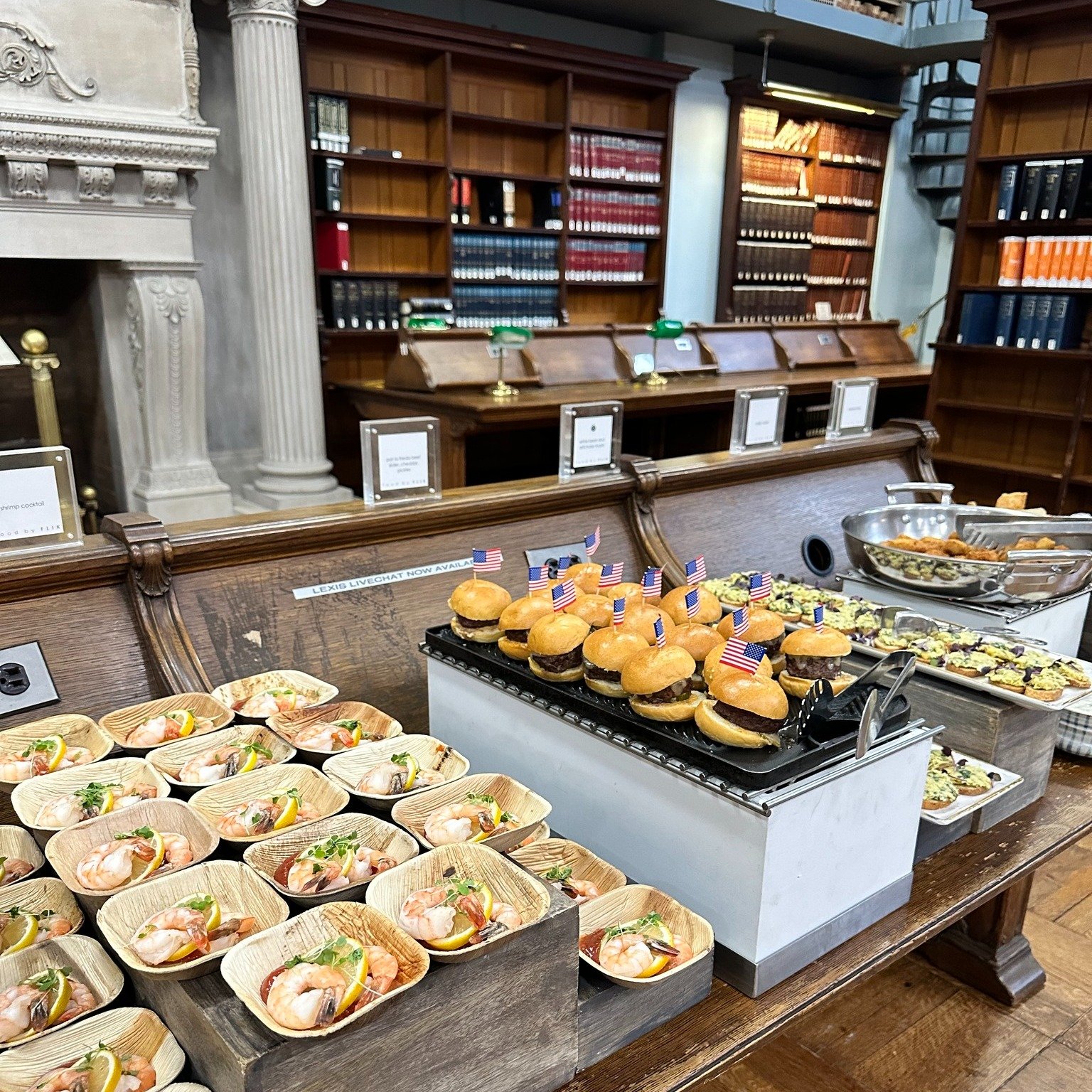 Did you know that our beautiful Library also doubles as an event space? We love a themed event &amp; are happy to customize our menu to encourage that! American flag sliders for MDW anyone? 🍔🍟

@flikhospitality