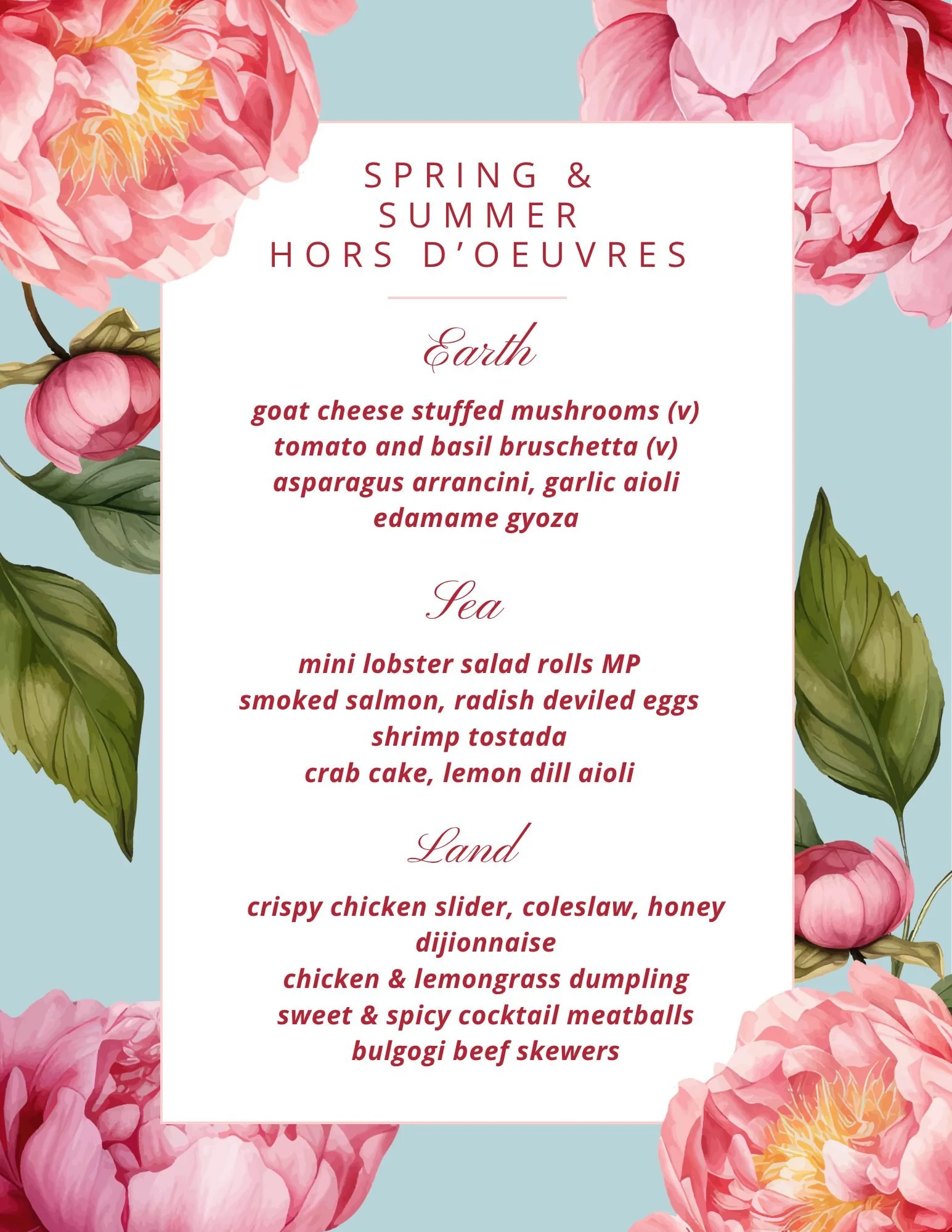 Spring is here! With a new season among us, it's time to showcase our new Spring Hors D'oeuvres. As always, our chef's and BOH team work to curate the best seasonal offerings. Check out what we have on the menu now!