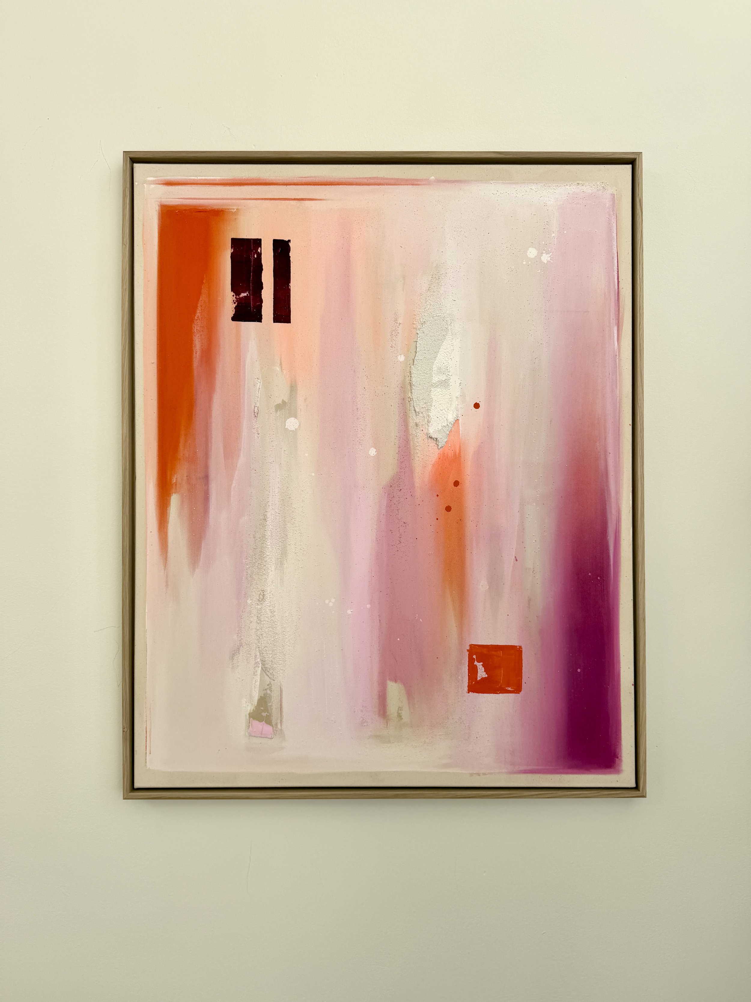 "Orange Square & Burgundy Stripes" (100x80cm) 