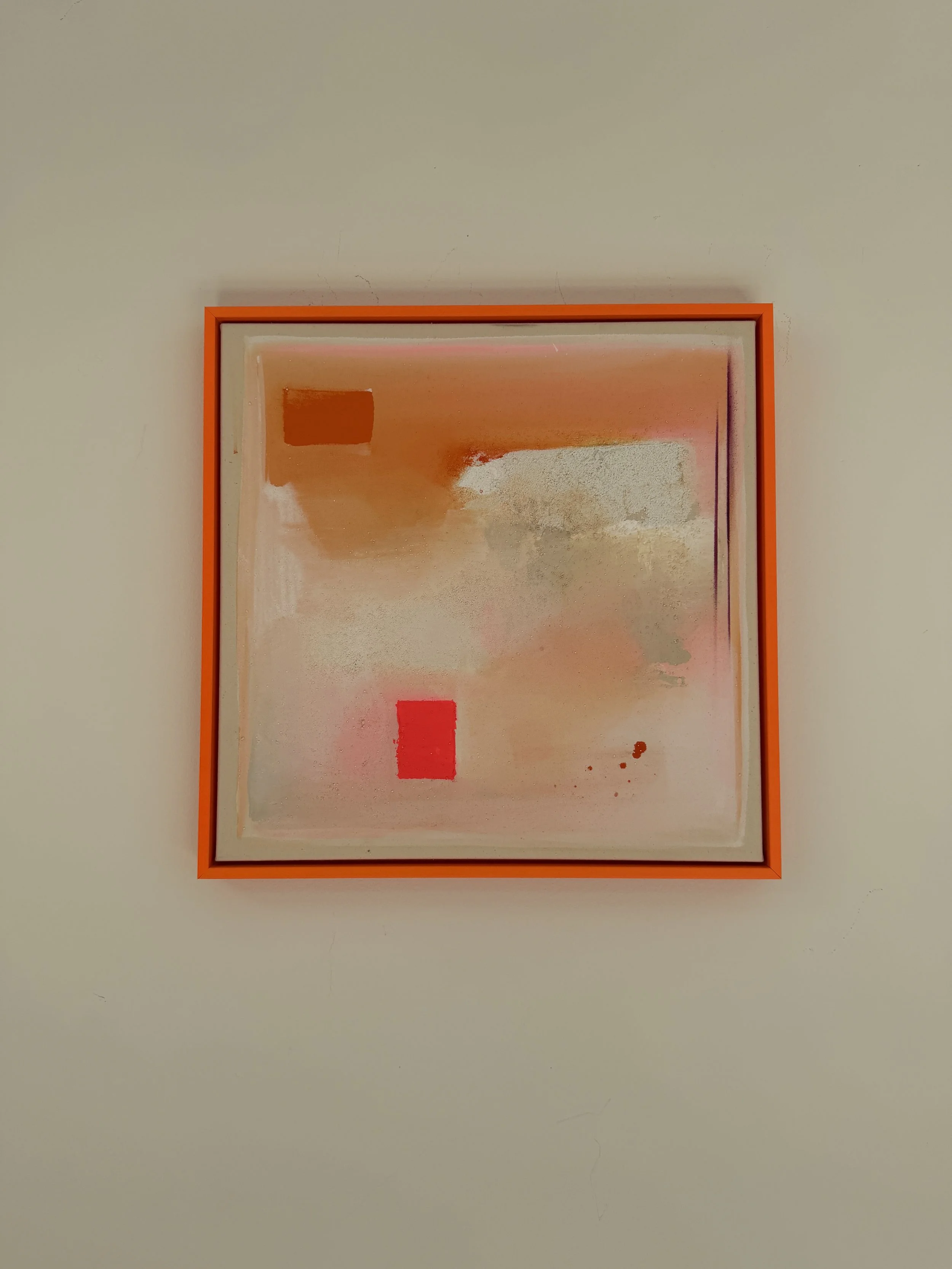 "Neonred Square & Burgundy Stripes" (50x50cm) 