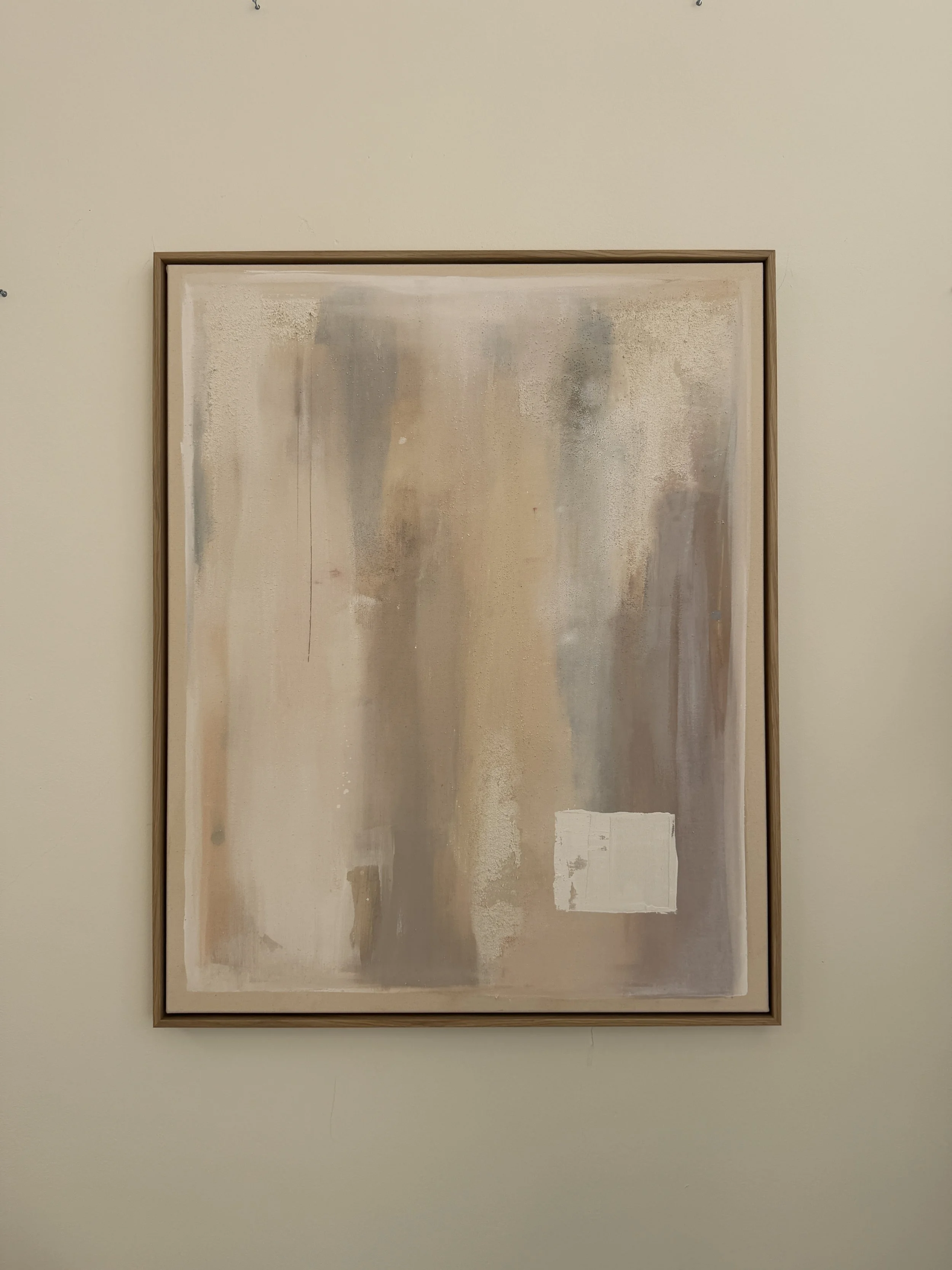 "Off-White Square & Champagner Stripes" (100x80cm) 