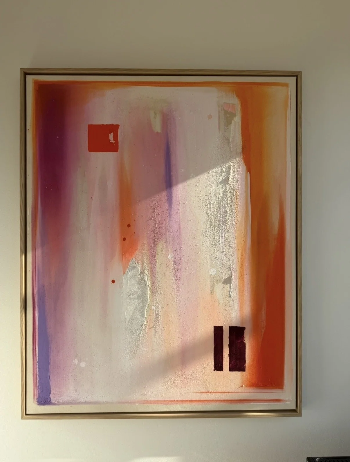 "Orange Square & Burgundy Stripes" (100x80cm) 