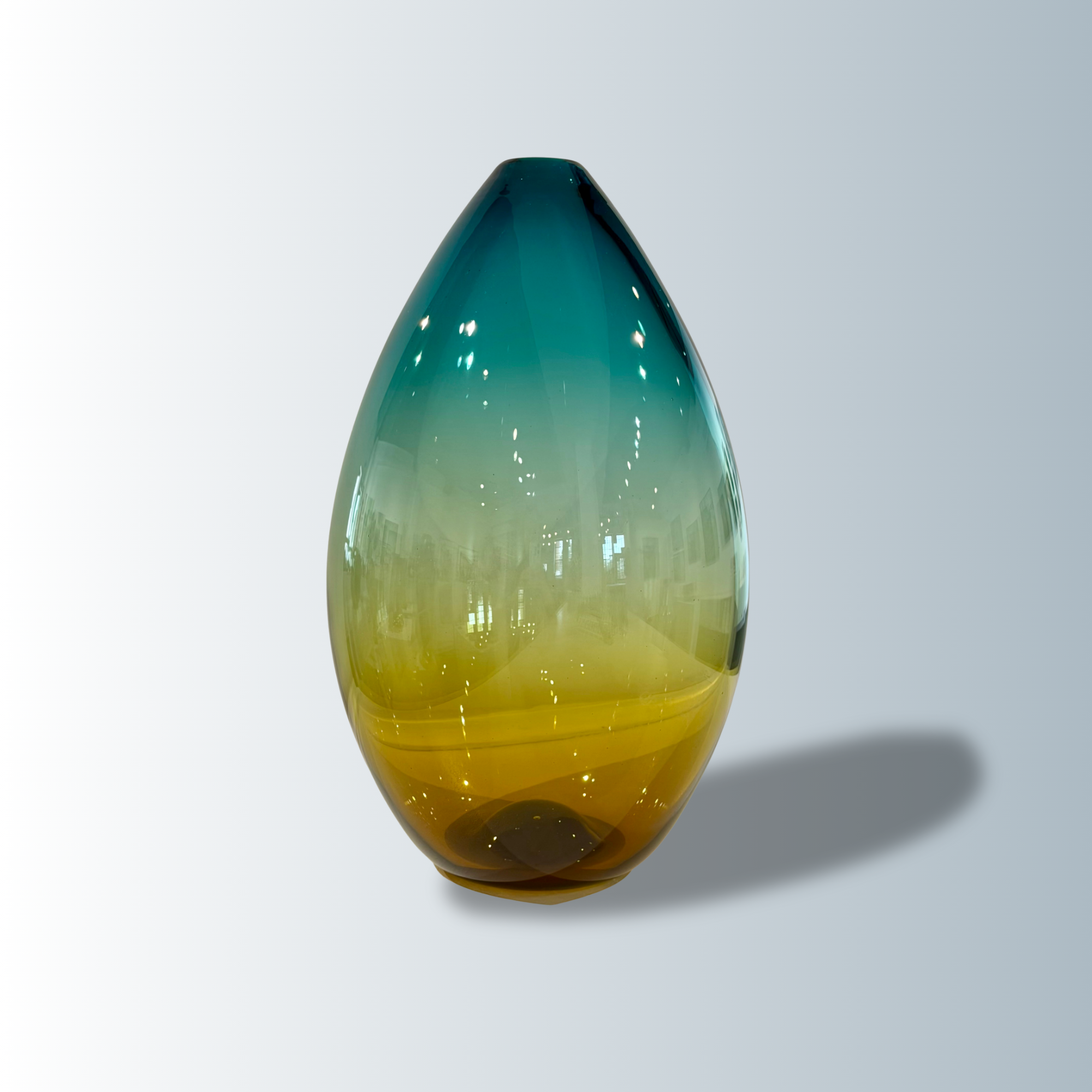 Small Turquoise and Yellow Glass Vessel
