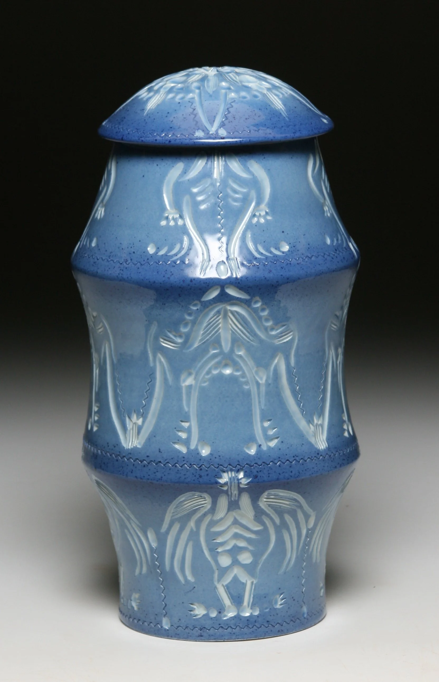 Light Blues Carved Jar