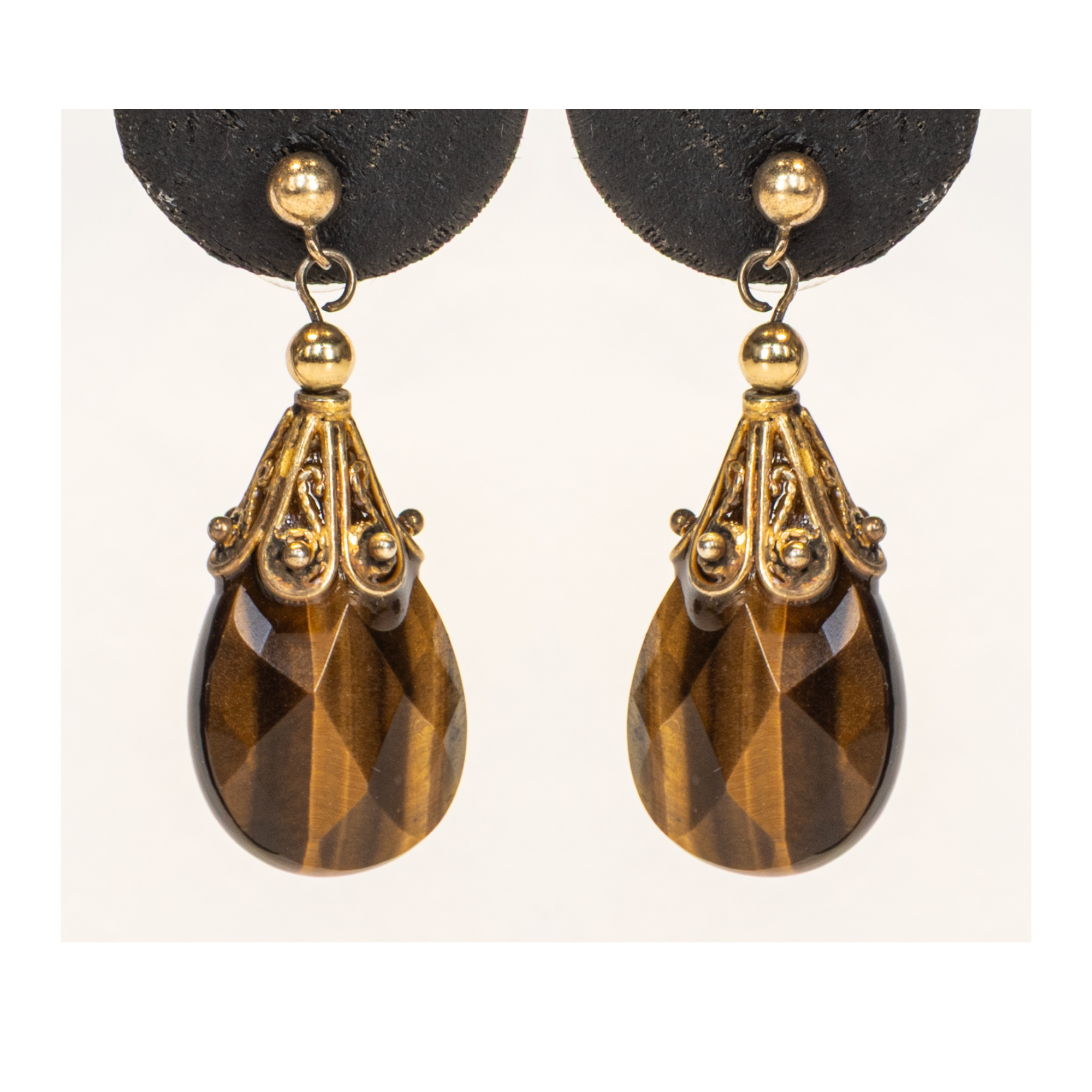 Faceted Smokey Quartz and Silver Leaf Designed Fashion Earrings