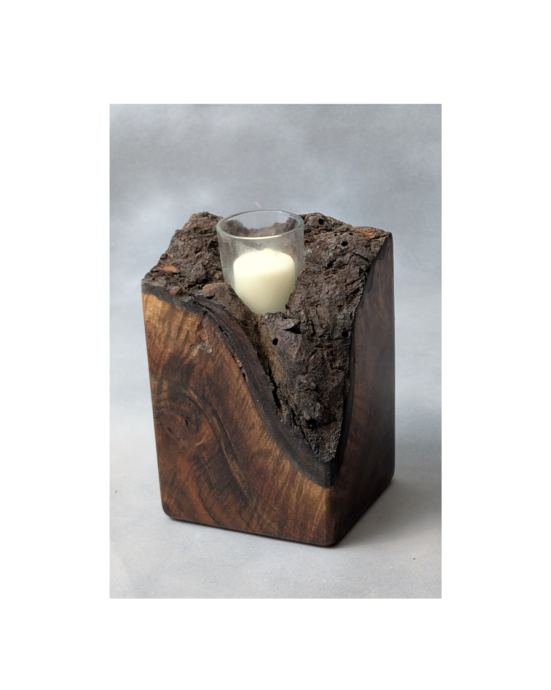 Walnut Burl Candle Holder