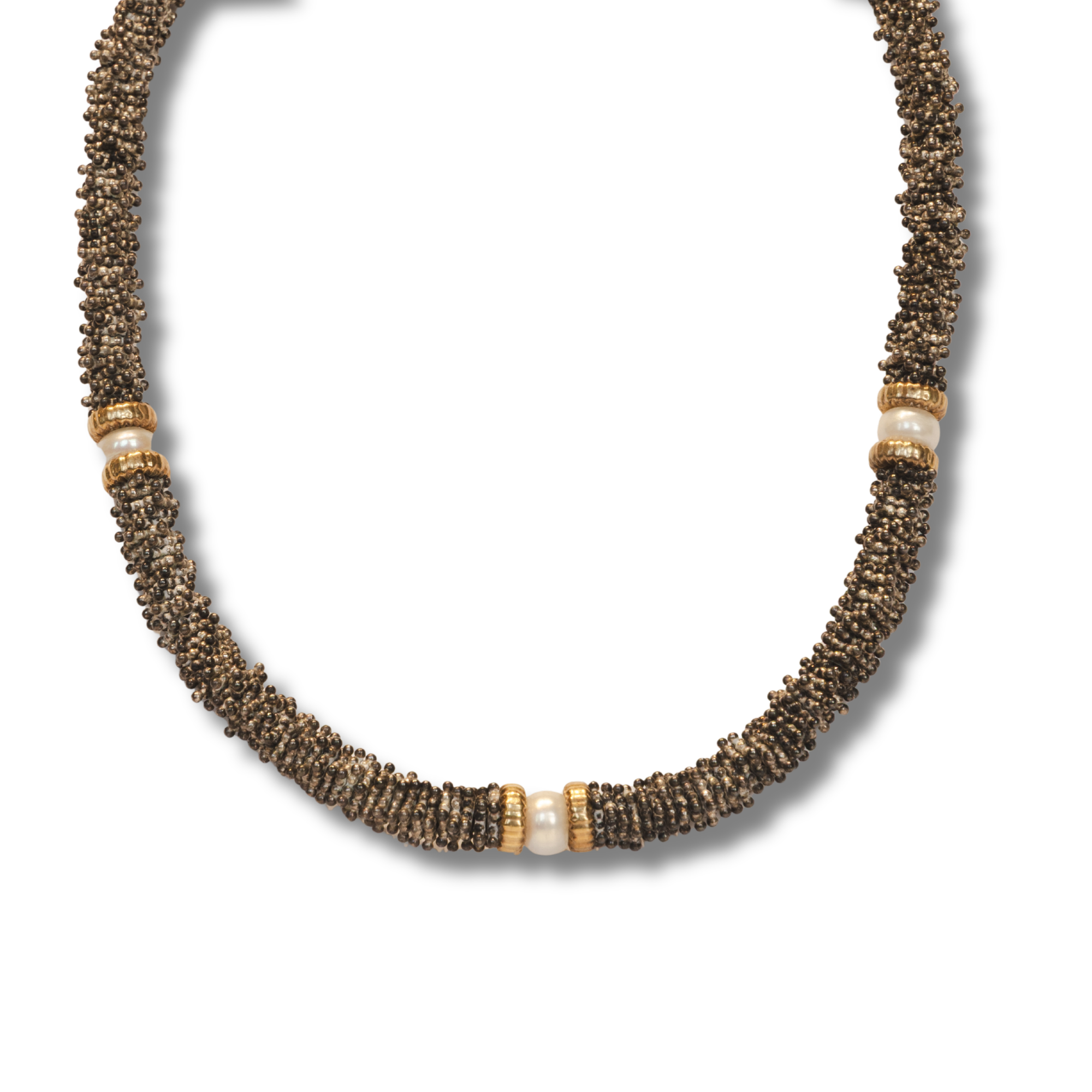 Silver, Gold and Pearl Necklace