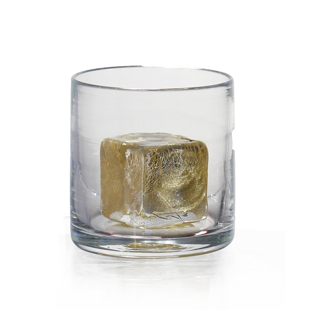Gold Cube Rocks Glass