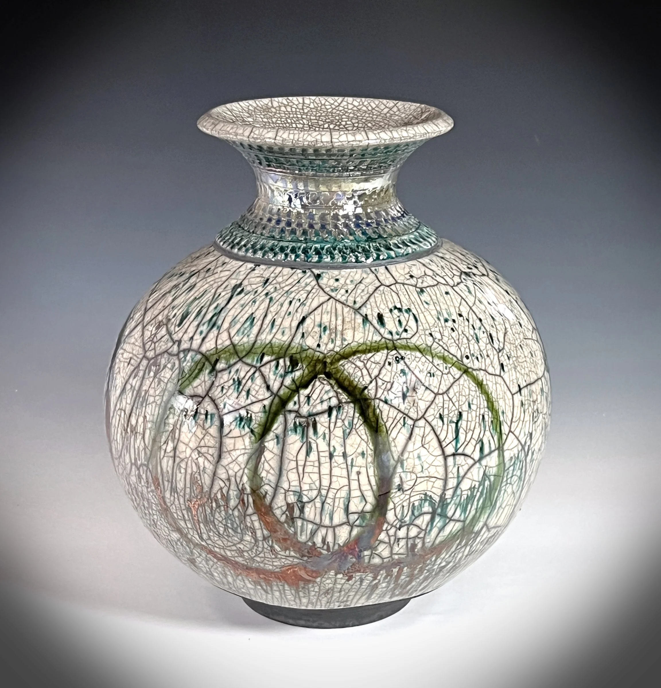 #7. “Copper Circles”- Raku Vase - view 2.jpg