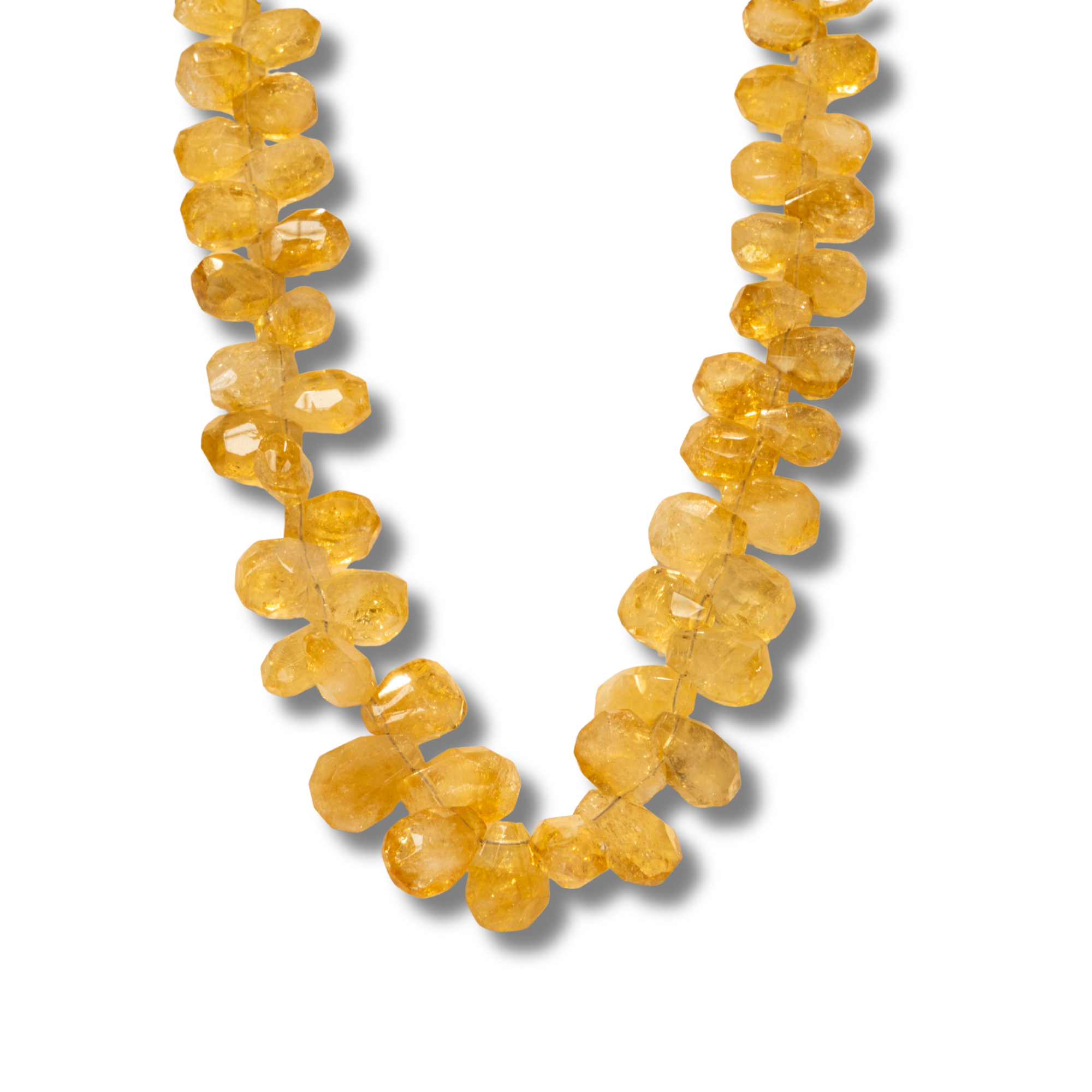 Faceted Trapezoid Citrine Necklace with a Gold-Plated Clasp