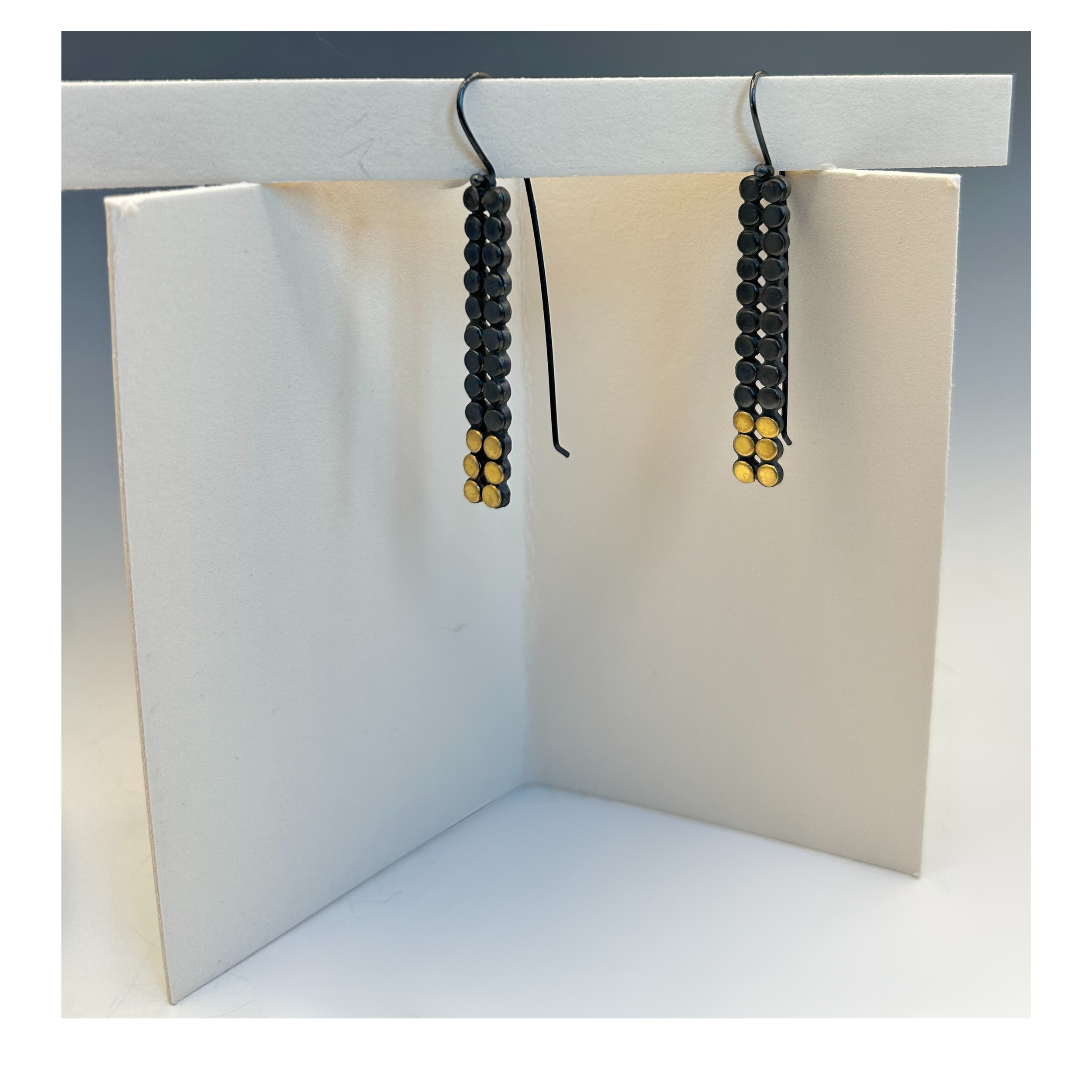 Rectangle Earrings with 22K gold dots