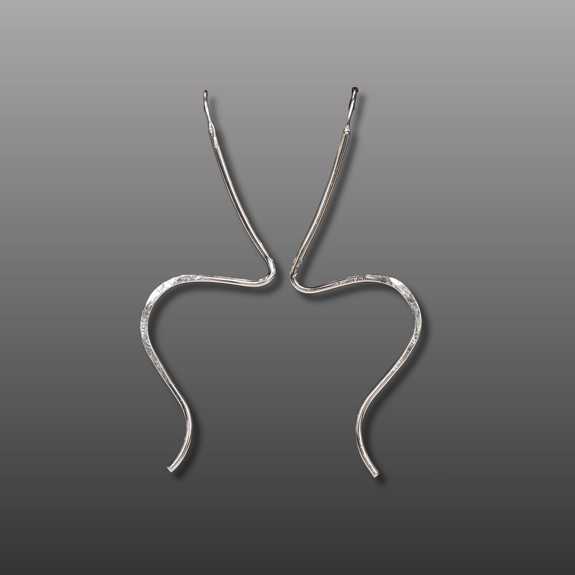 Long Squiggle Sterling Silver Earrings