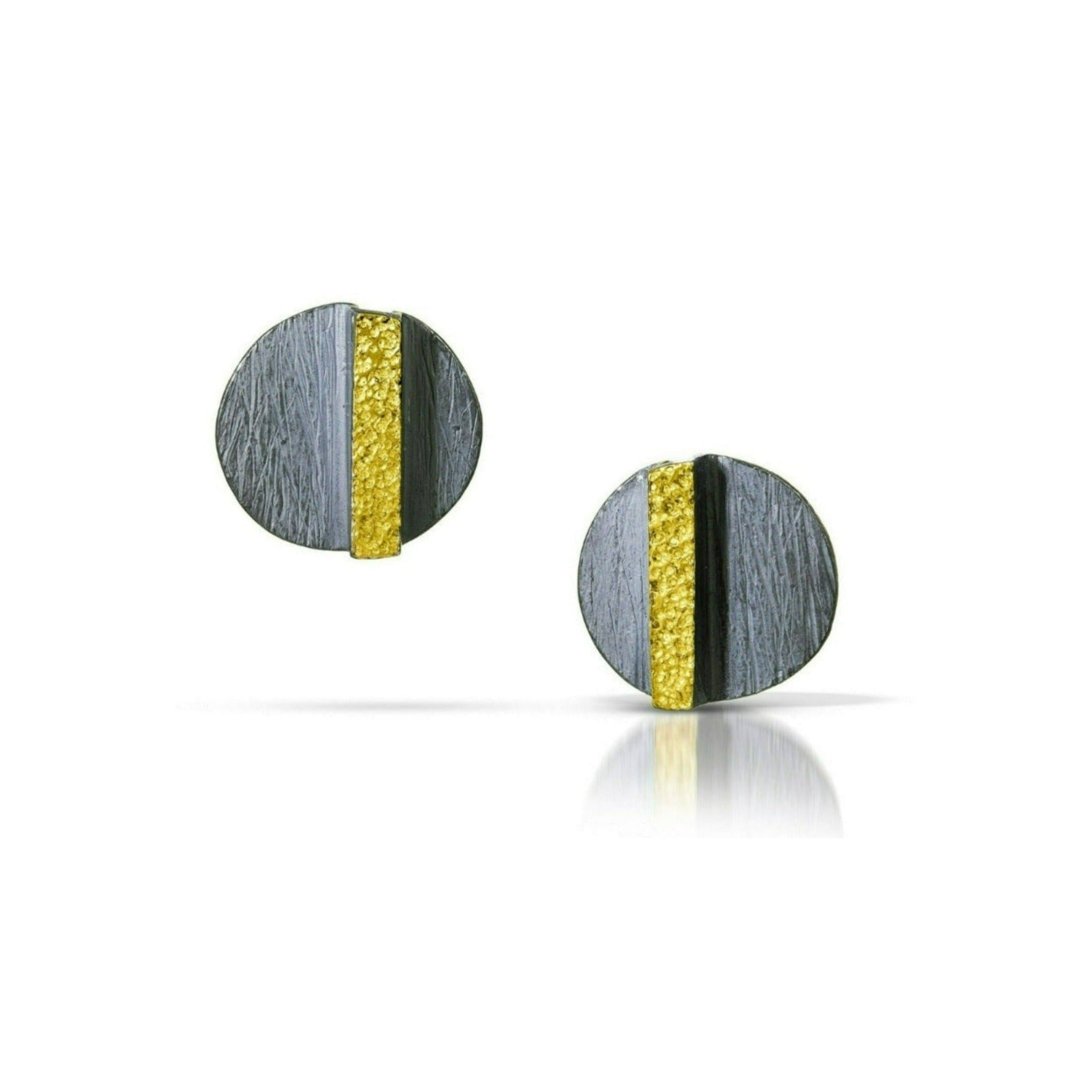Small carved oval platform earrings
