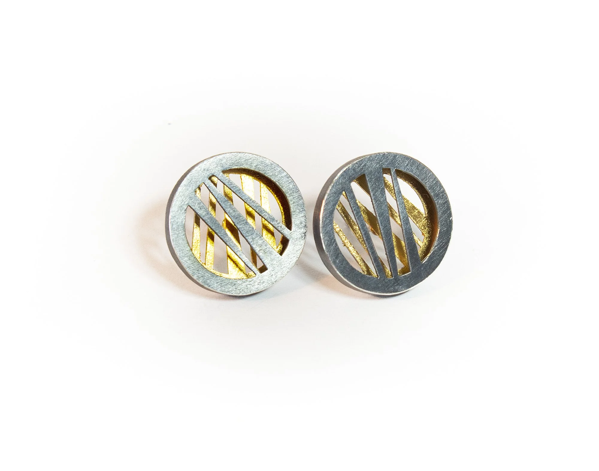 Oxidized Sterling Silver with Gold Leaf Earrings