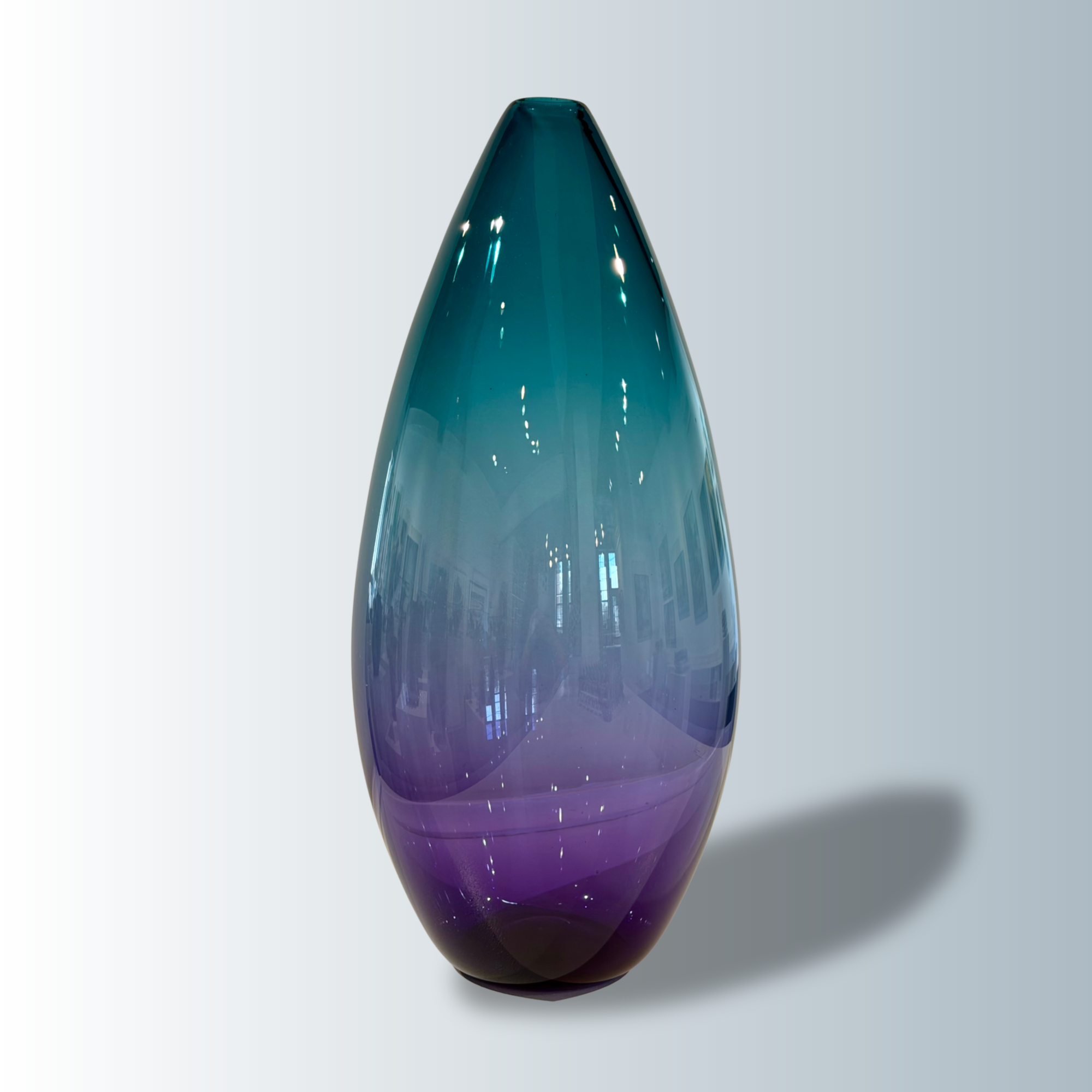Medium Turquoise and Purple Glass Vessel