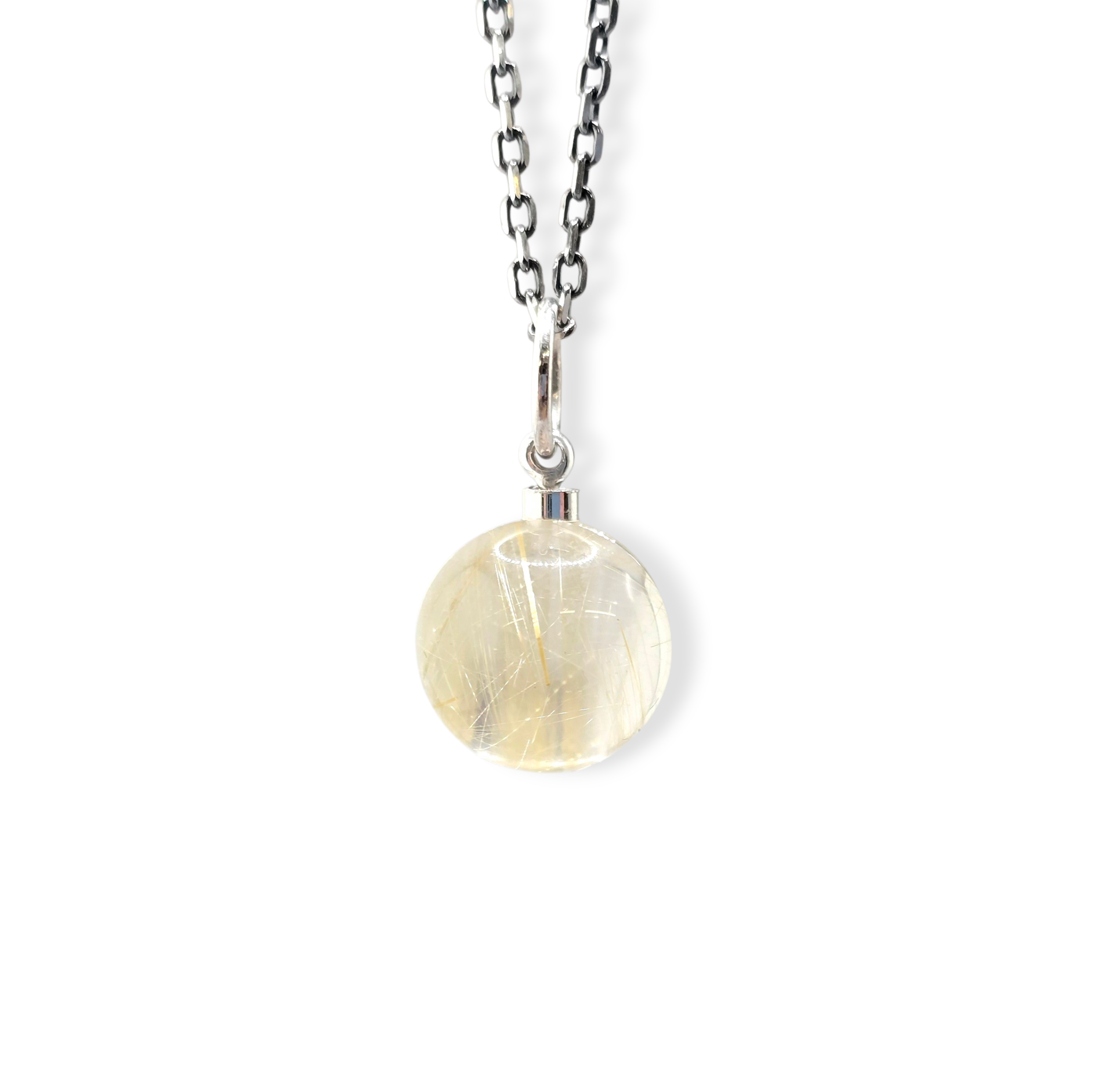 Rutilated Quartz Sphere Necklace
