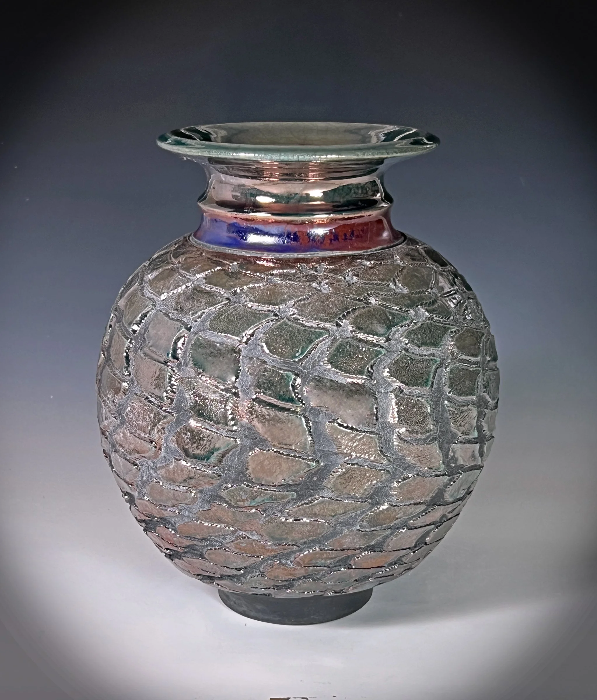 #5. Copper Pineapple - Raku Vase - view 2.jpg