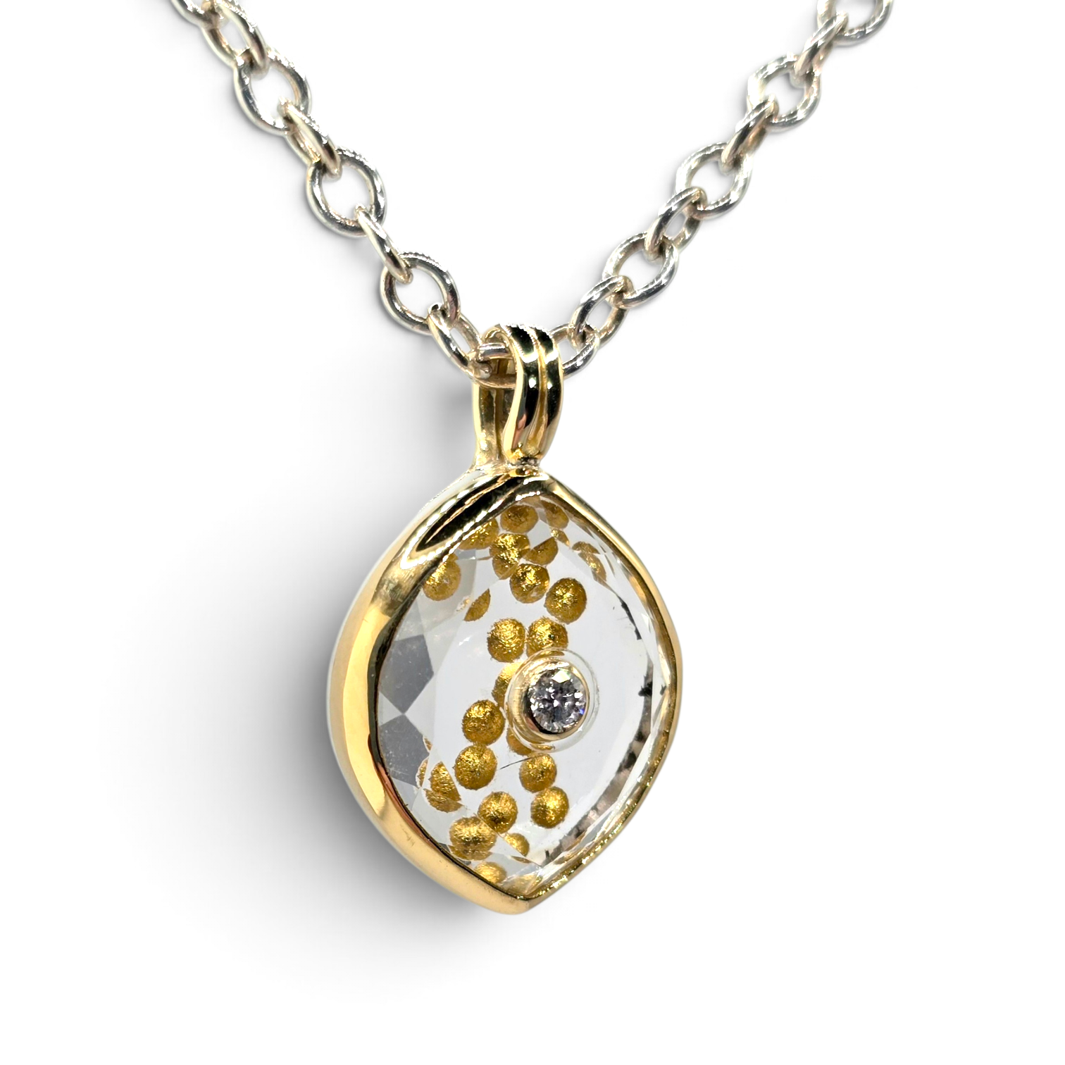 Quartz and Diamond Pendant Necklace