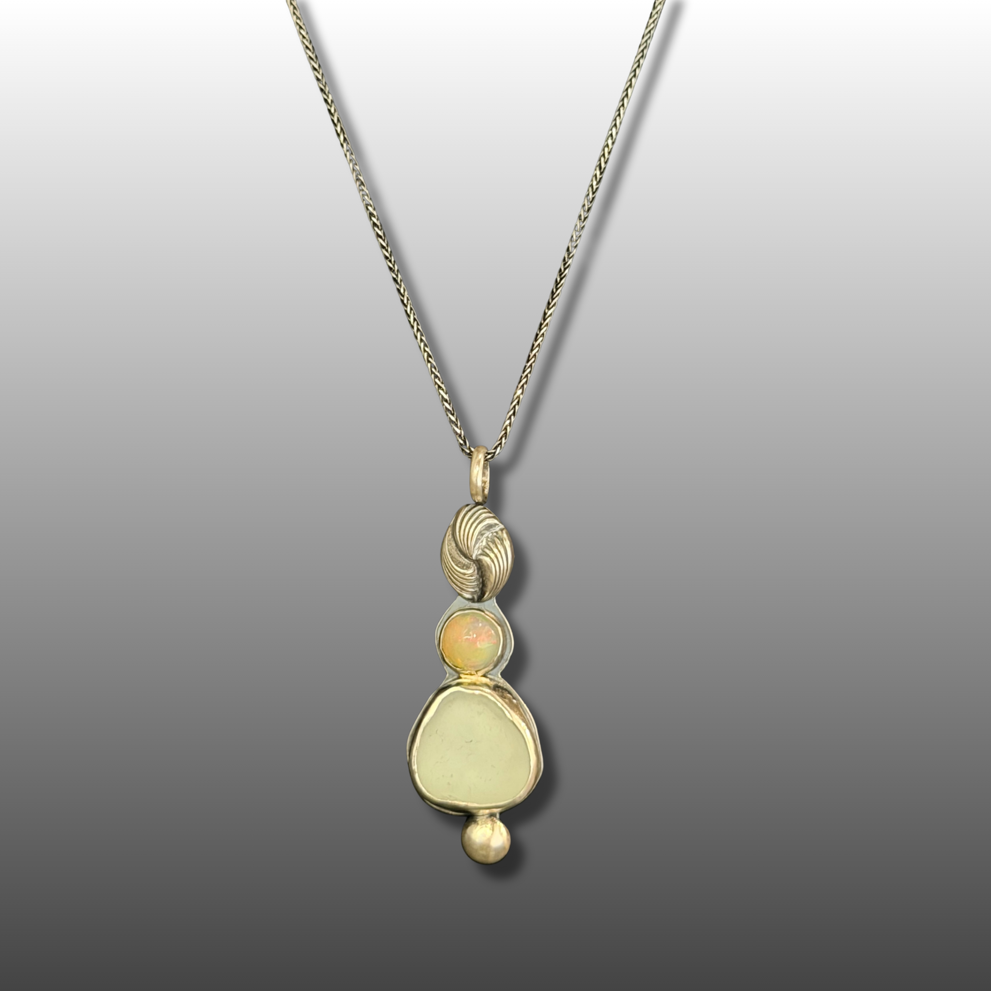 Beach Glass & Opal Necklace