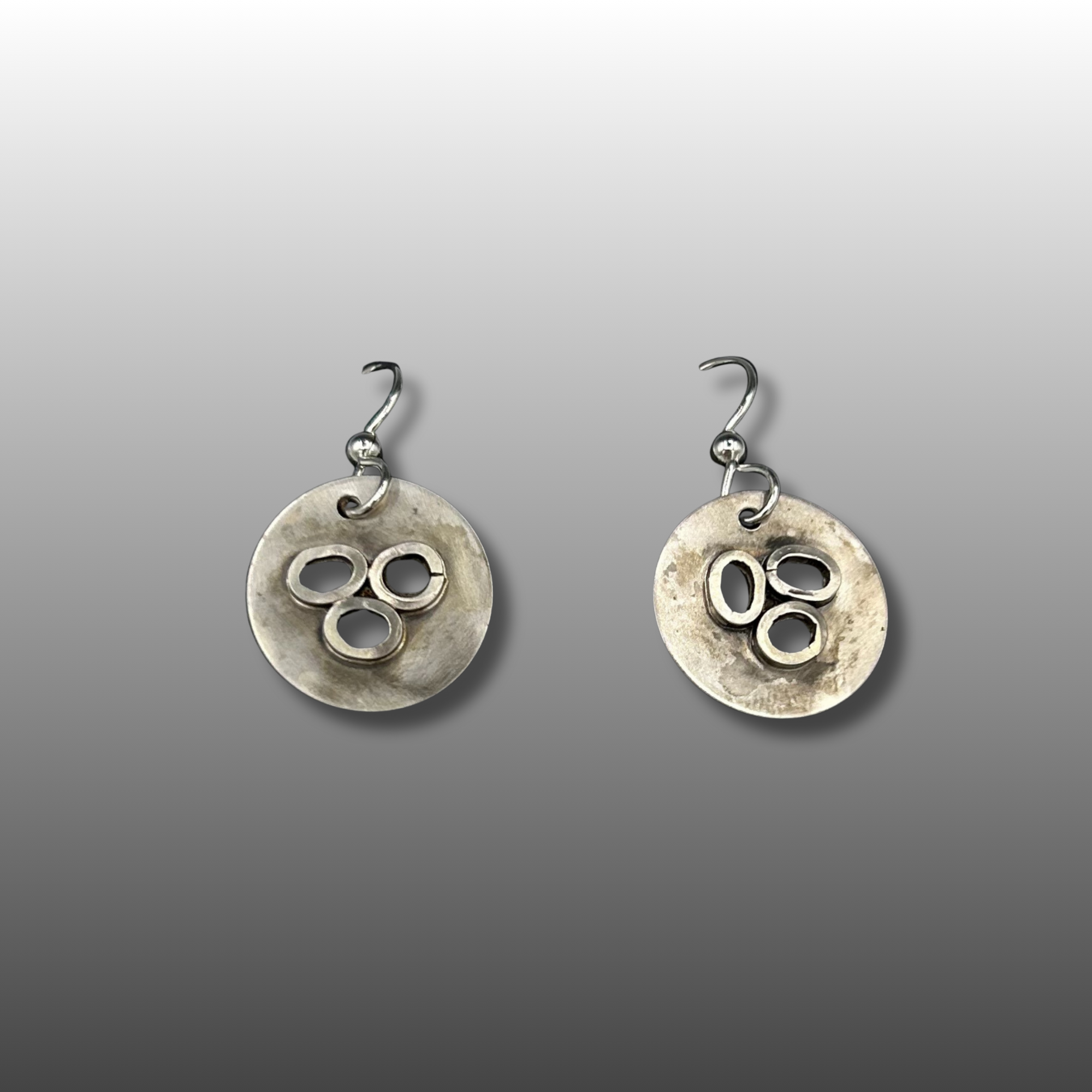 Silver Disk Earrings with cut outs