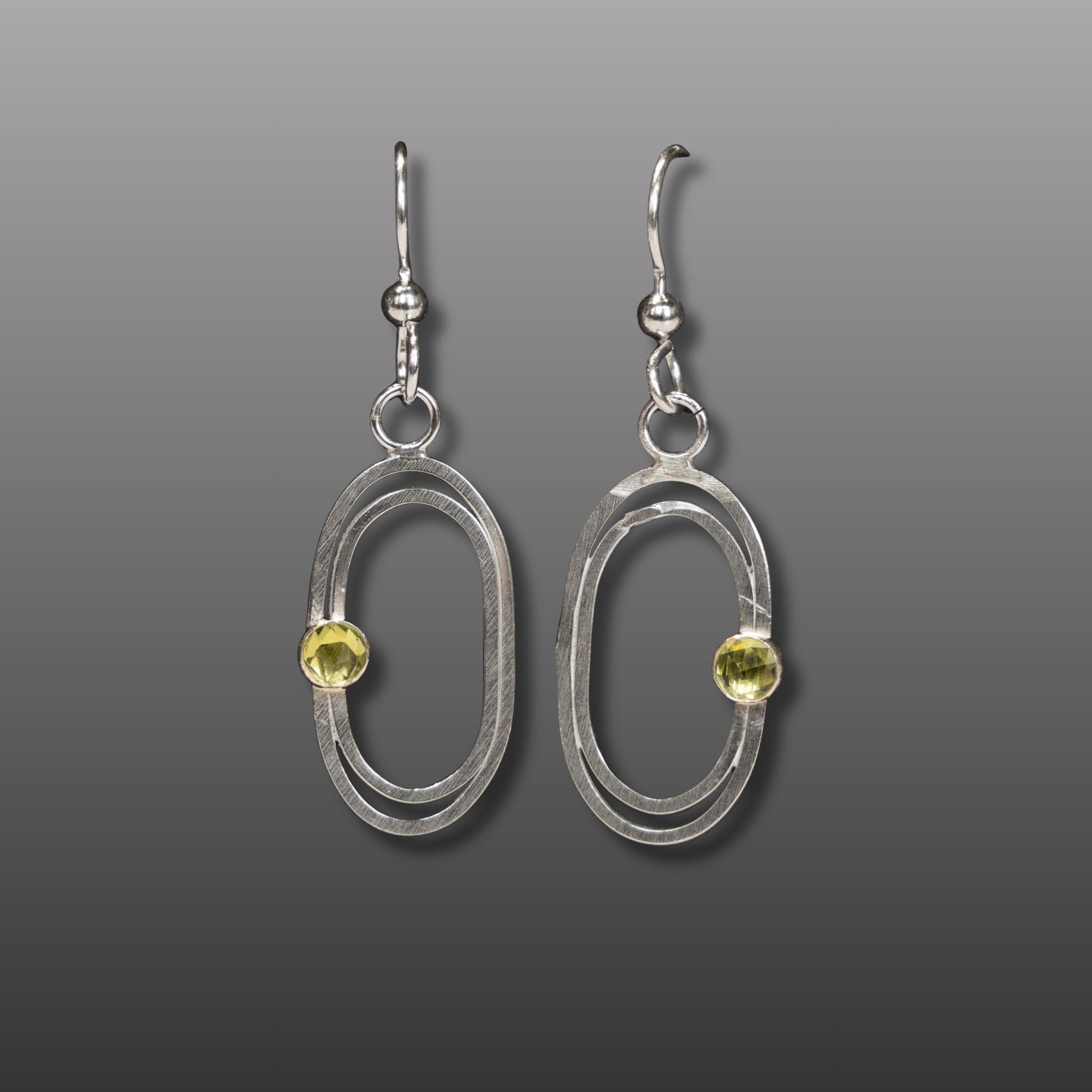Peridot Sterling SIlver Oval Earrings