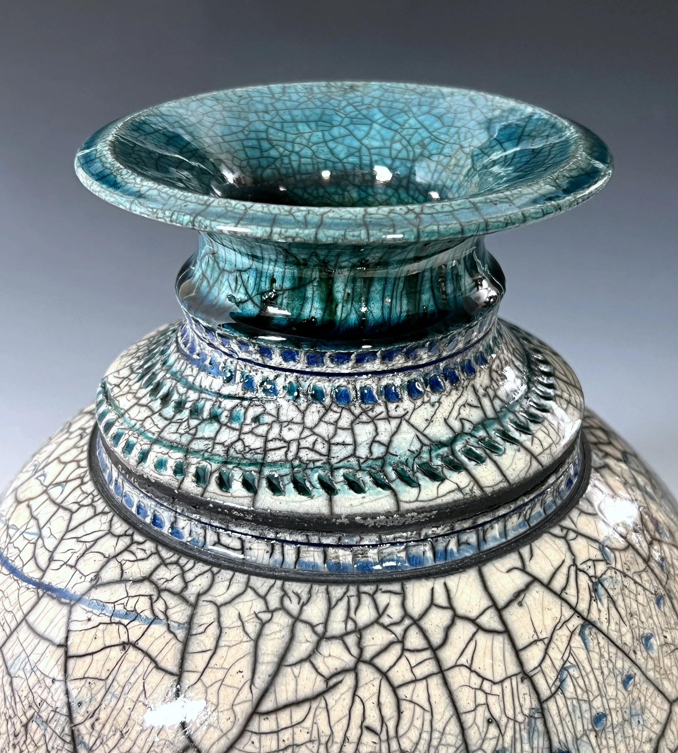 #6. Snow Tracks  - Raku Vase - detail.jpg