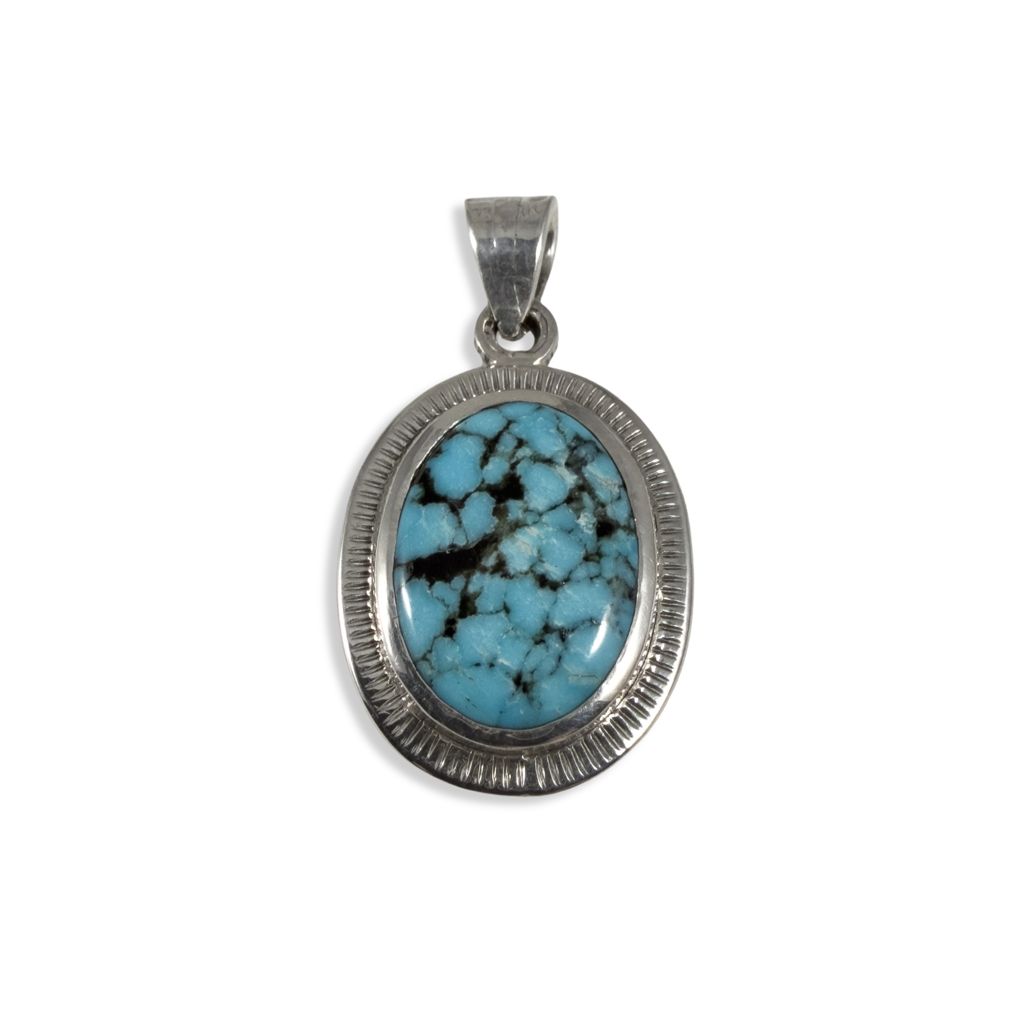 Trench Art Coin-Edge Turquoise Pendant