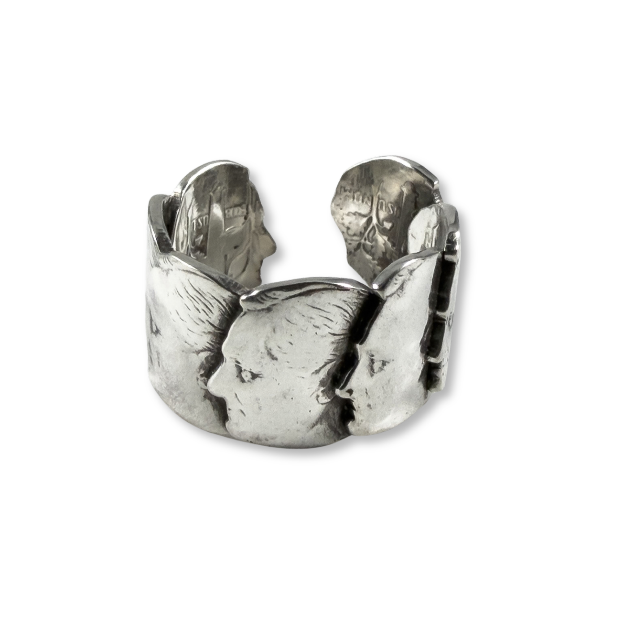 Roosevelt Dime Heads Cutout Adjustable Ring