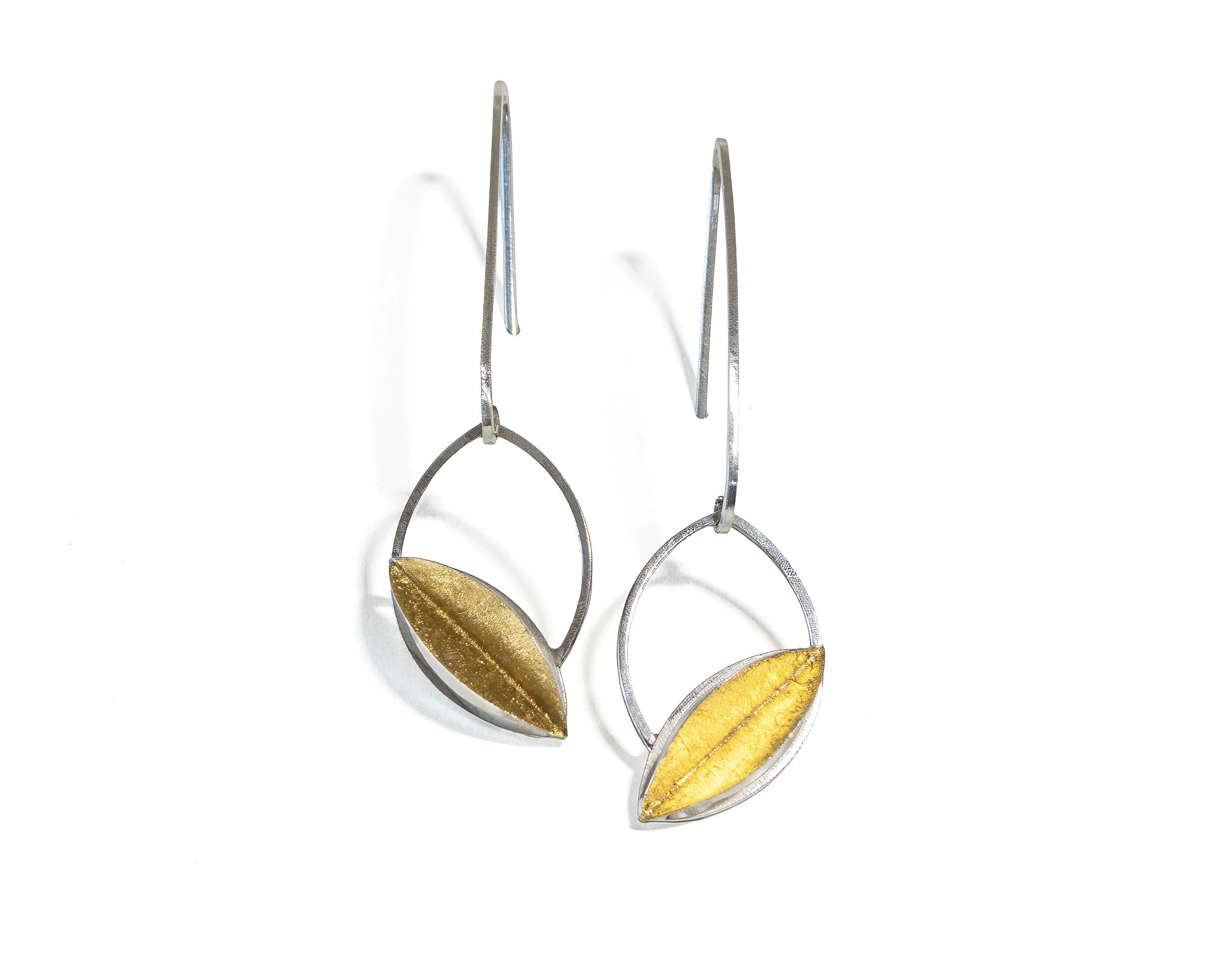 Sterling Silver and Gold Dangle Earrings