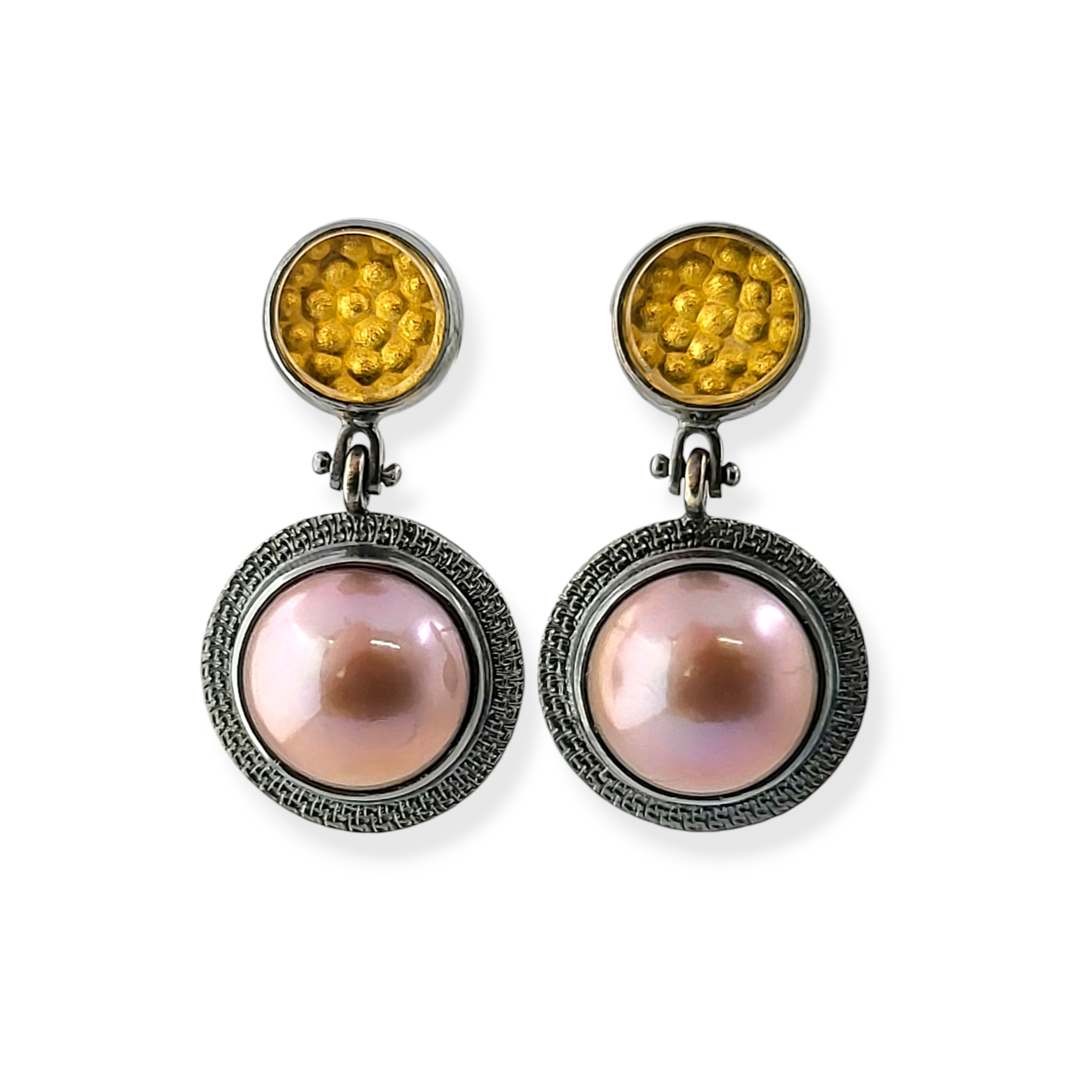 Gold Bubble Pearl Earrings