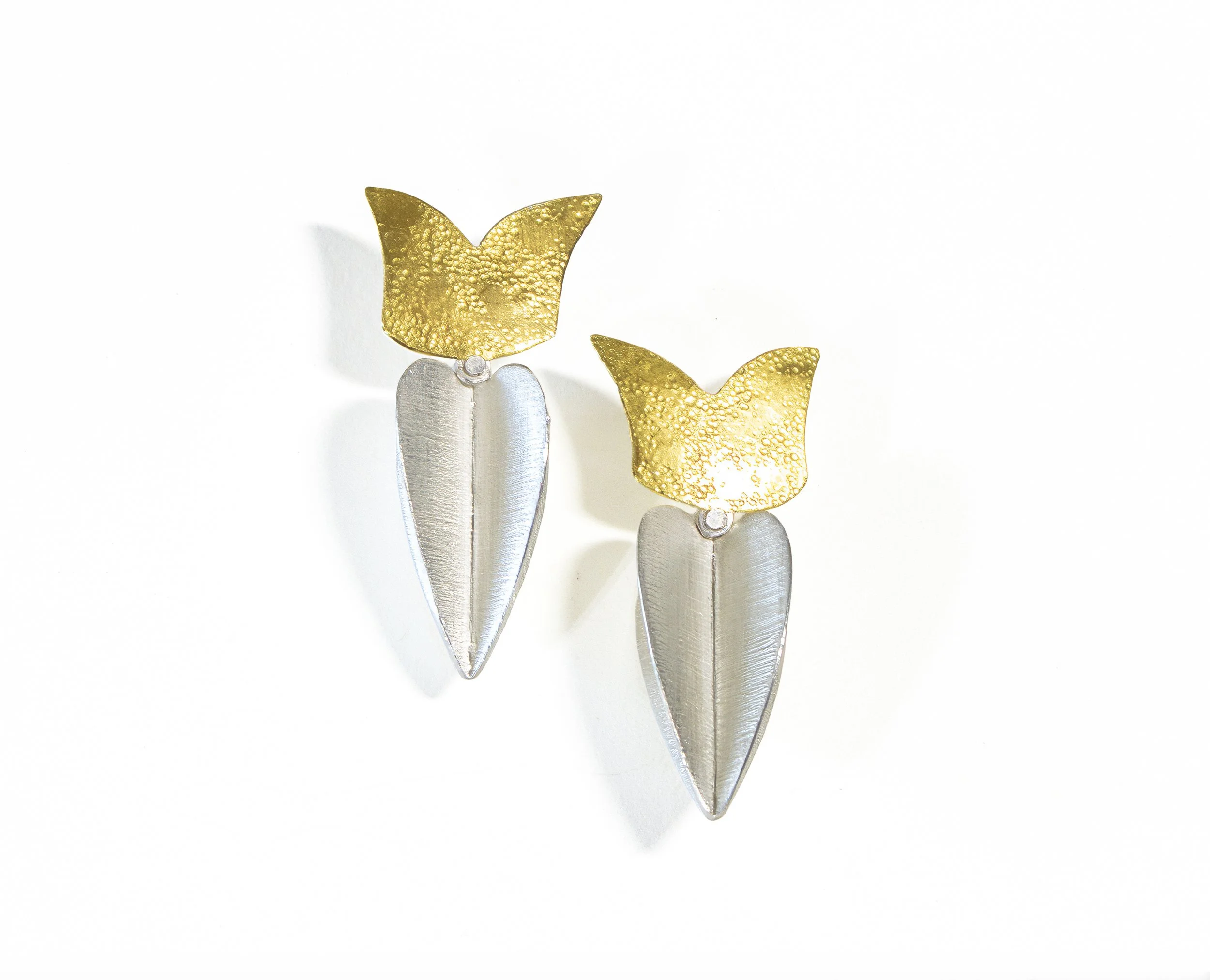 Sterling Silver and Gold Dangle Earrings