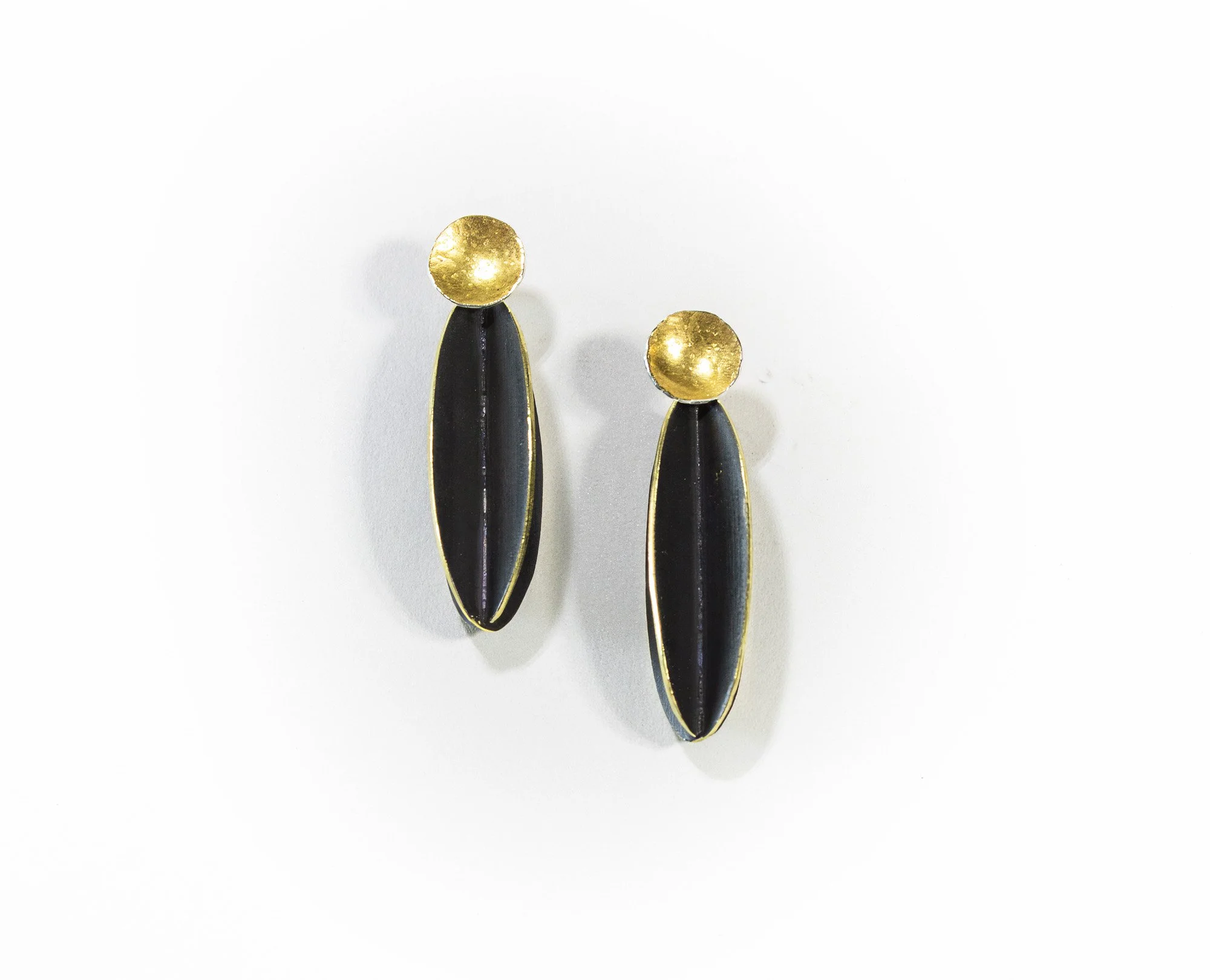 Gold and Oxidized Sterling Silver Dangle Earrings