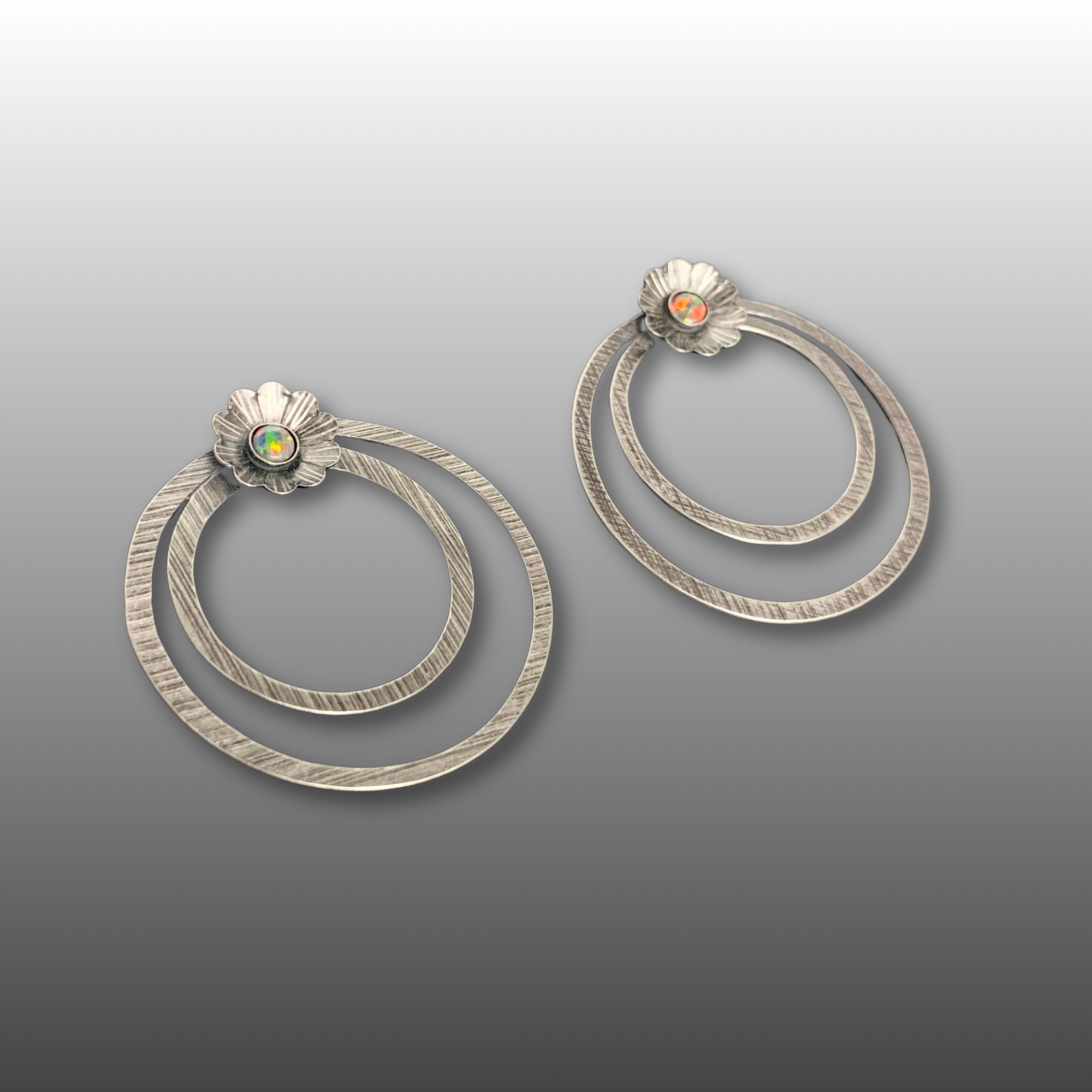 Epidote & Sterling Silver Circle Earrings